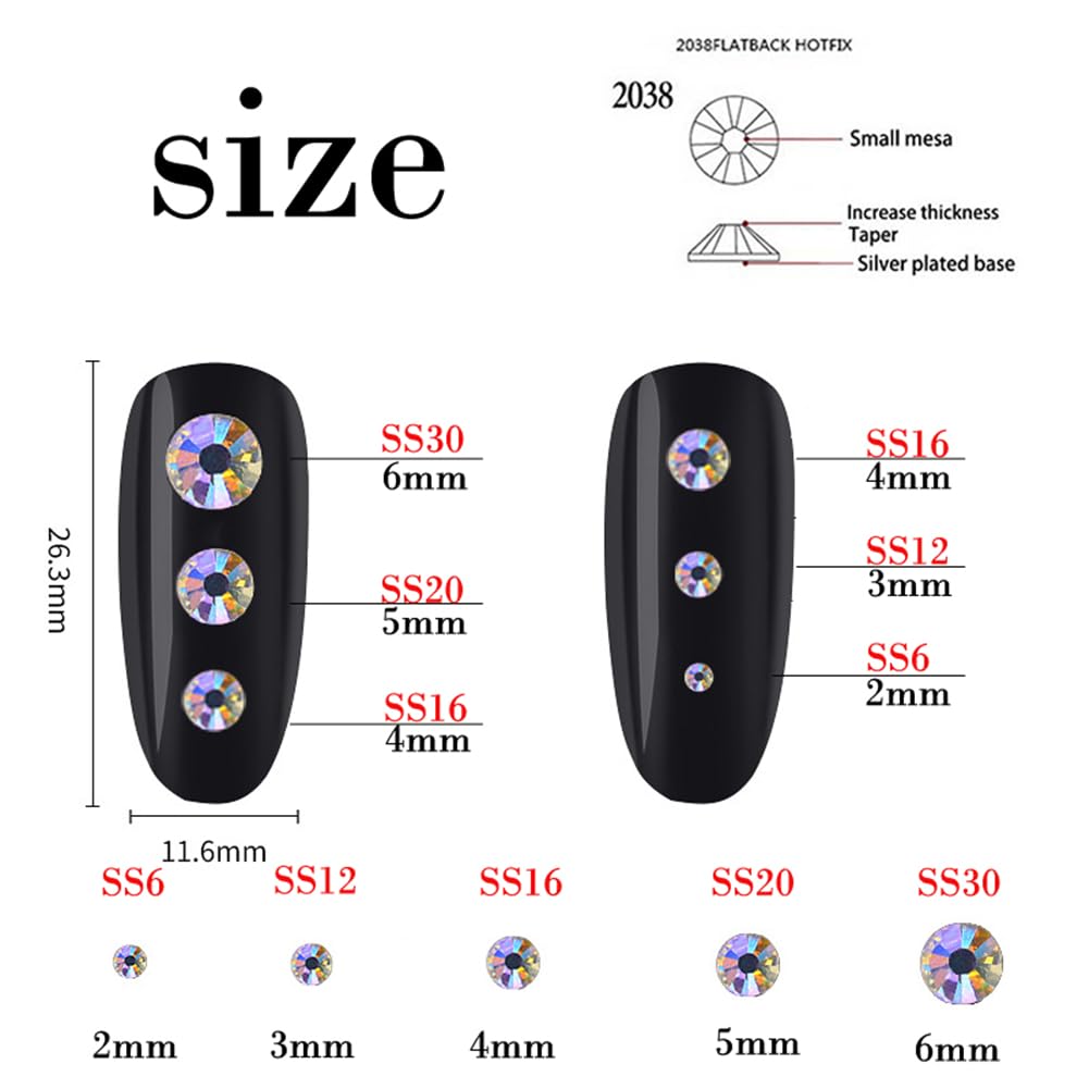 1000 Pieces SS20 5mm Flatback Rhinestones Clear Glass Round Gems Crystals for Nail Art DIY Crafts Clothes Shoes Bags (Aqua Blue)