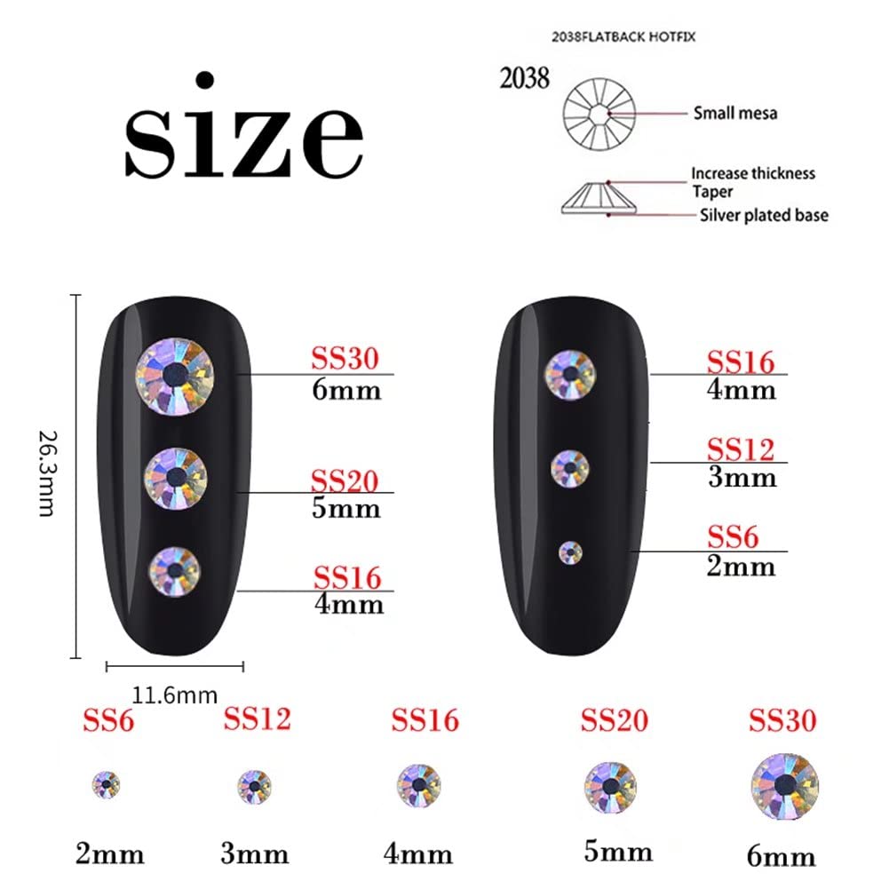 1000 Pieces SS20 5mm Flatback Rhinestones Clear Glass Round Gems Crystals for Nail Art DIY Crafts Clothes Shoes Bags (Black)