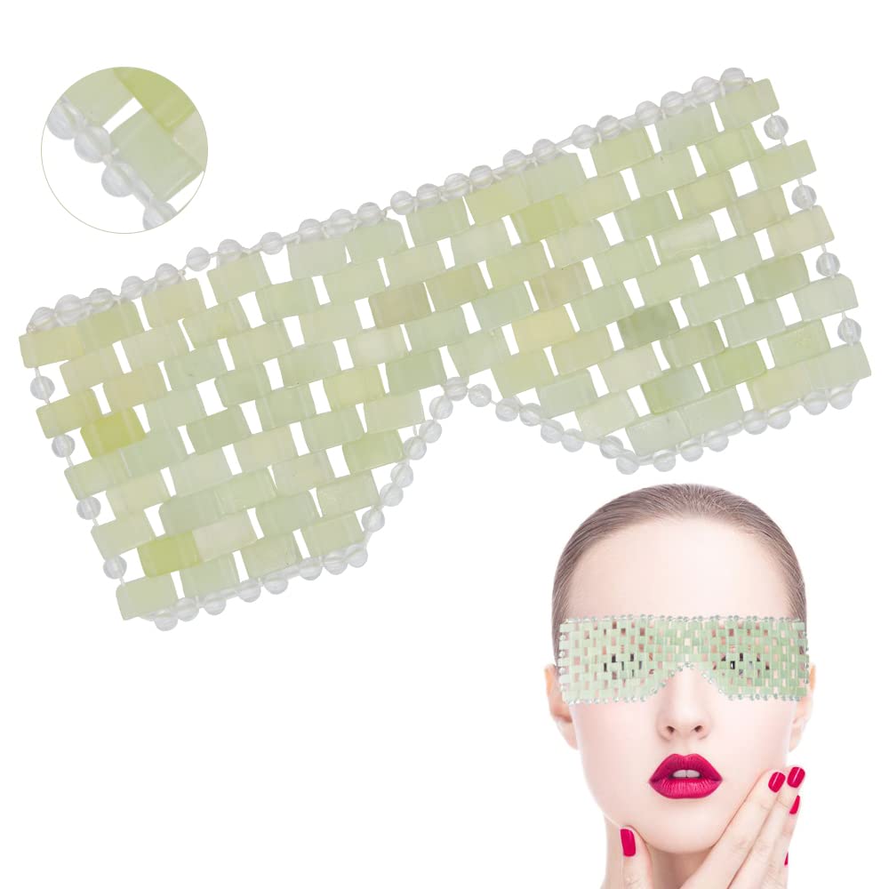Jade Face Mask, Relief Jade Eye Mask, Natural Jadestone Eye Mask, Skin Care Massage Tool for Swollen, Eliminate Wrinkles, Dark Circles