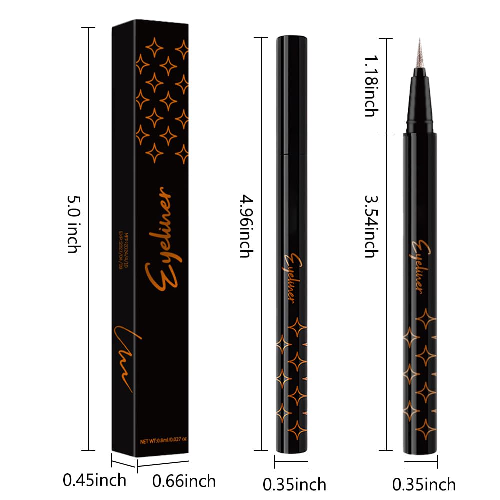 HHLOH 2PCS Metallic Glitter Liquid Eyeliner Pens Set – Waterproof Mark Bronze Brown or Gold Long-Lasting Sparkly Eye Makeup – Tattoo-Effect Ink Liners for Women & Men, Delineador Líquido con Brillo 05
