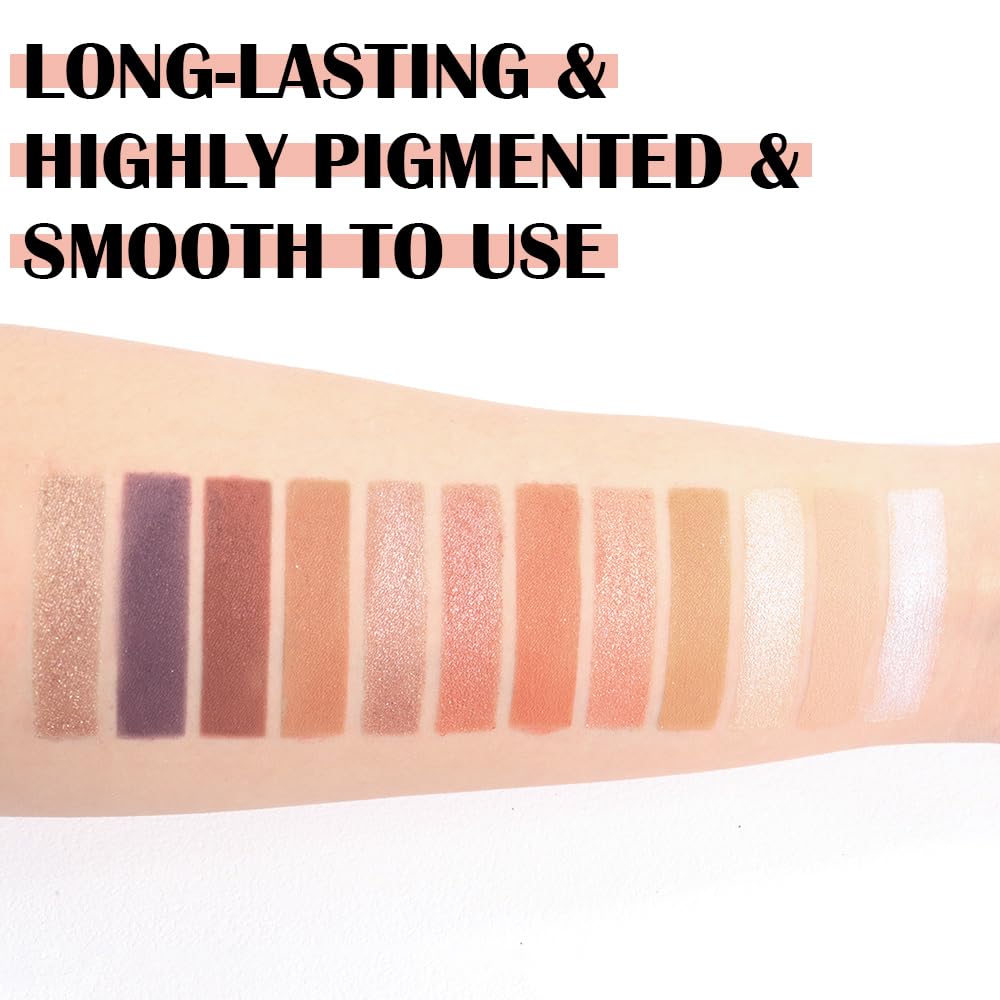 12 Colors Warm Eyeshadow Palette β Matte, Shimmer & Glitter Copper Coral Tones β Rose Gold, Champagne, Bronze & Terracotta Shades β High Pigment, Long-Lasting Eye Makeup for Women β 04#