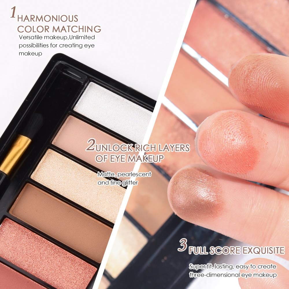 12 Colors Warm Eyeshadow Palette β Matte, Shimmer & Glitter Copper Coral Tones β Rose Gold, Champagne, Bronze & Terracotta Shades β High Pigment, Long-Lasting Eye Makeup for Women β 04#