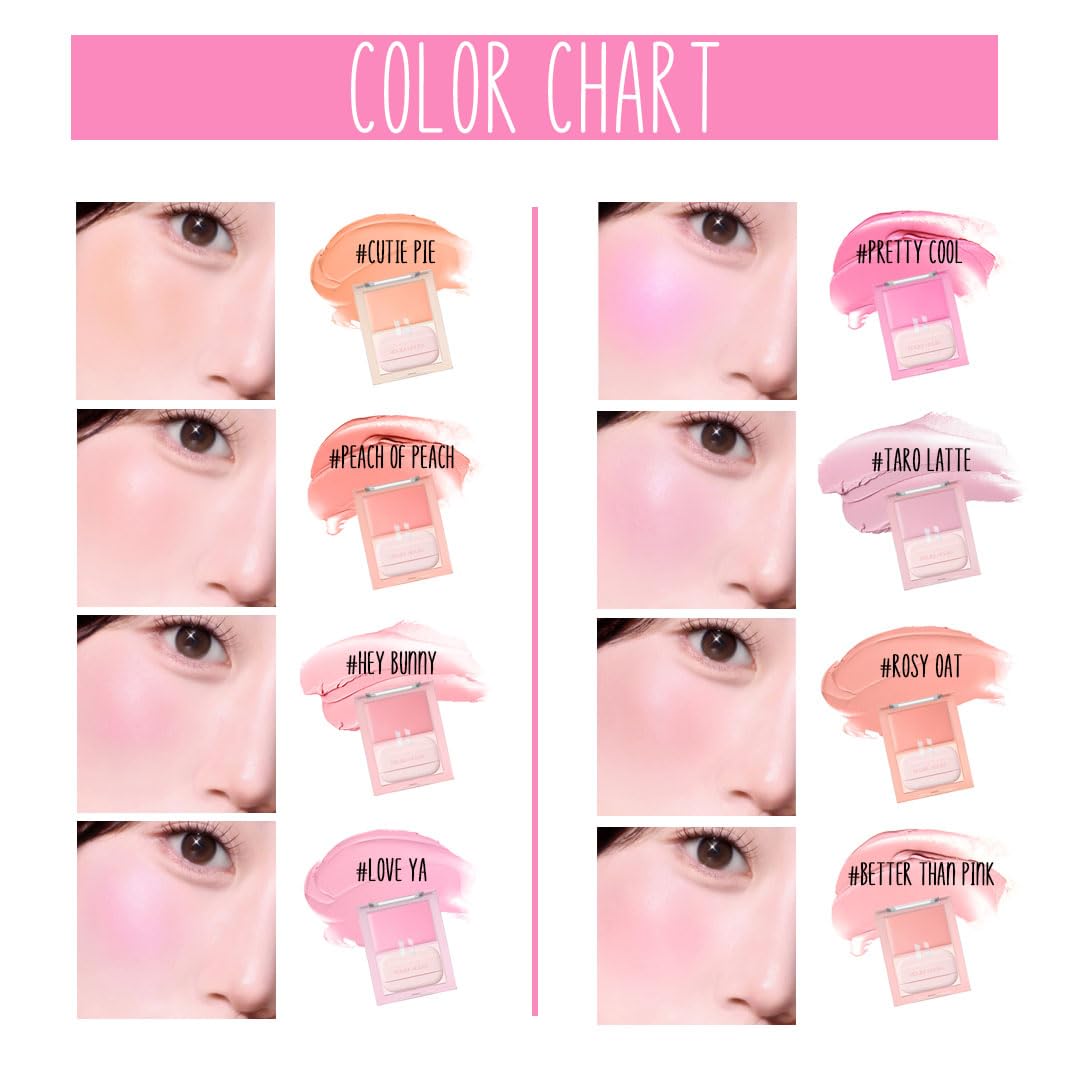 HOLIKA HOLIKA Colored Milk Cream Blush 05 PRETTY COOL: Glowing, Natural Makeup, Glossy Finish, Soft, Creamy Dough like texture, Shimmer, Radiant, Plumping, Cheek, Lightweight, Clean, Buildable