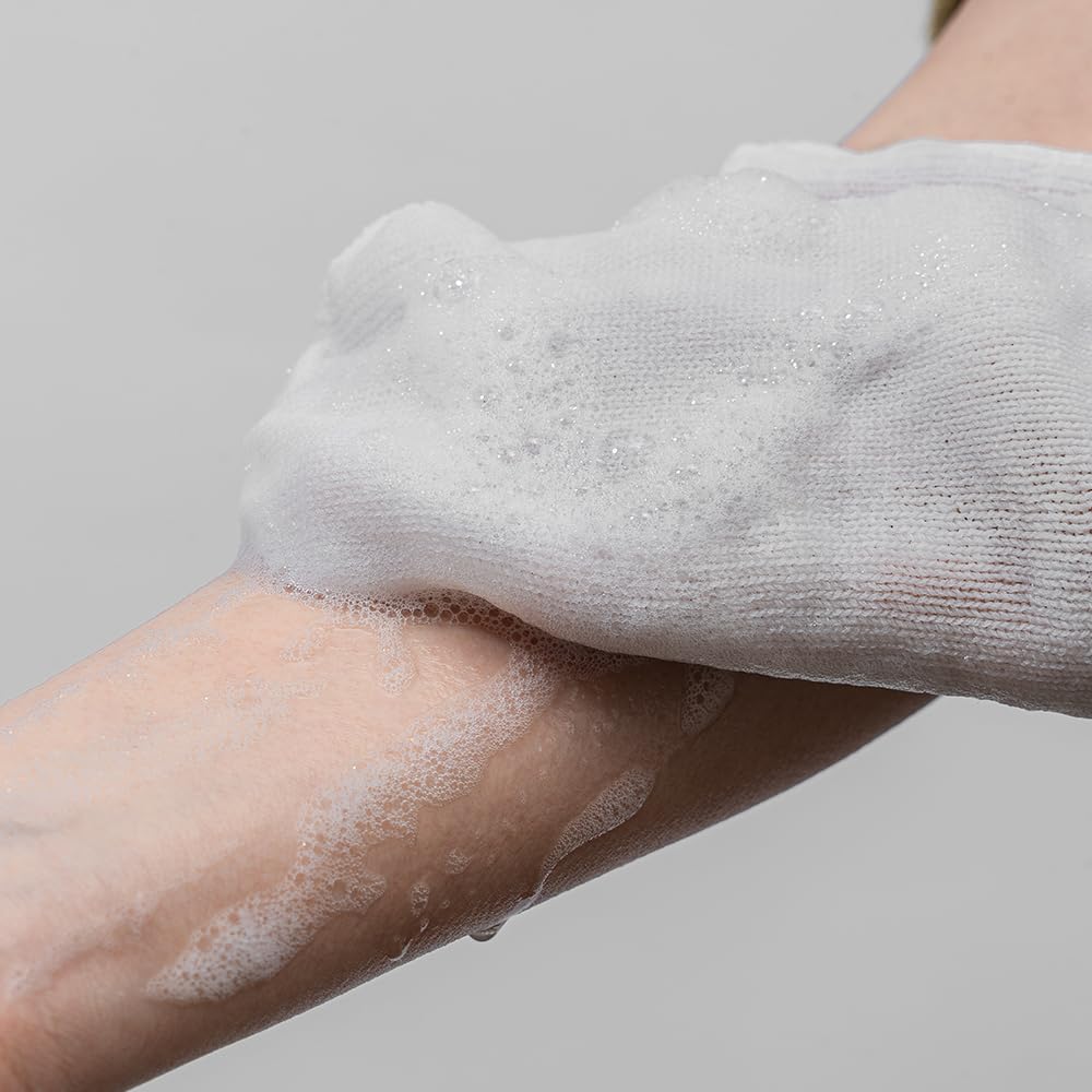 KANSO Exfoliating SONMOA Shower Towel – Natural Viscose Glove for Gentle Exfoliation, Chemical-Free, Hand-Sewn, Made in Korea (2-Pair Set)