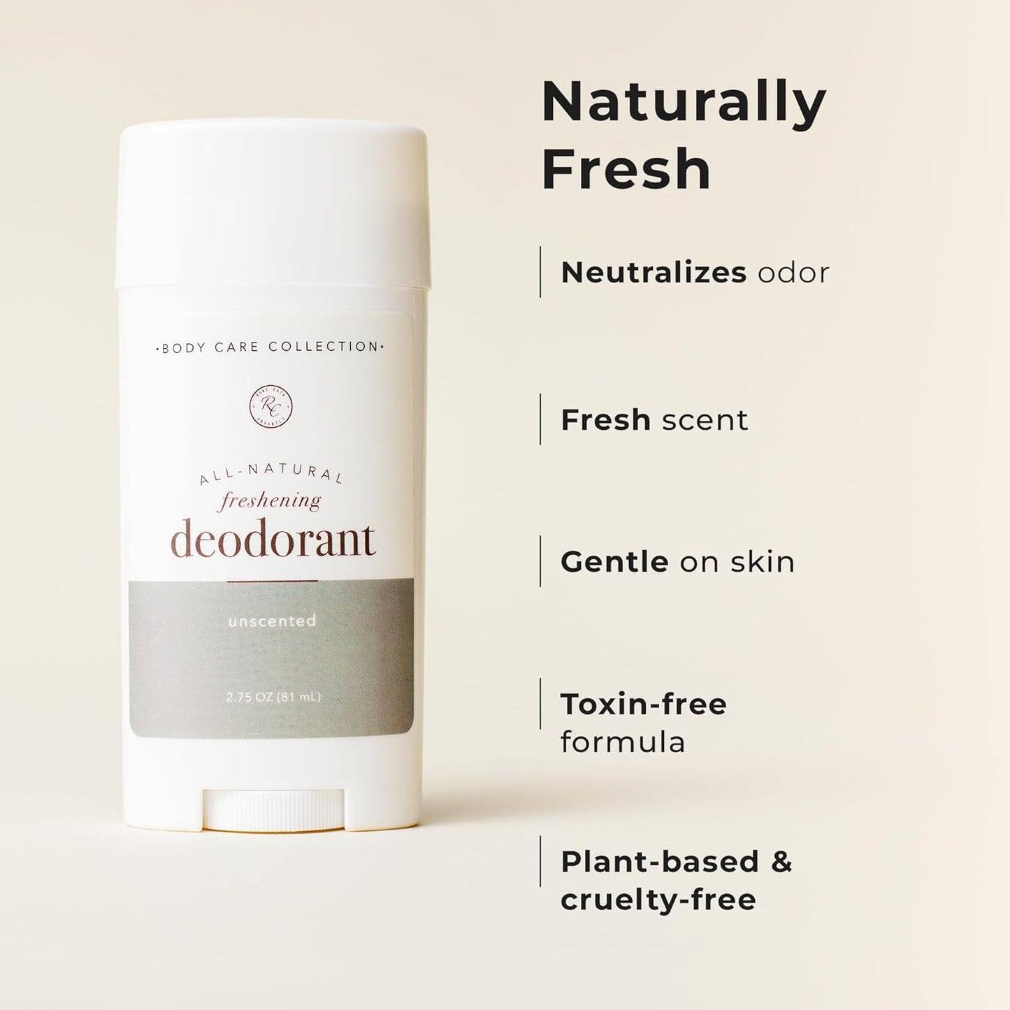 Rowe Casa Organics Unscented Natural Deodorant for Men and Women, Fragrance-Free and Paraben-Free Deodorant Stick with Therapeutic-Grade Essential Oils, 2 oz