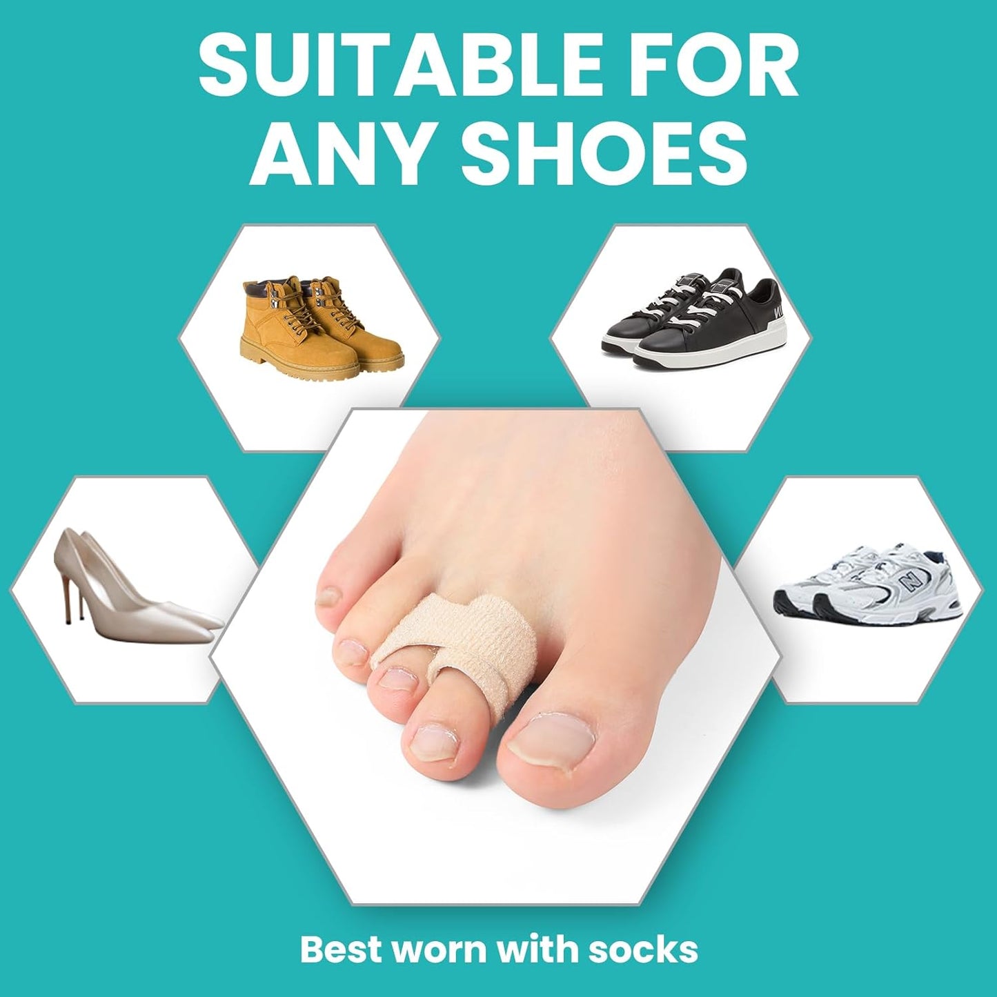 10 Pack Fabric Hammer Toe Corrector, Reusable Broken Toe Protectors Taped Wraps, Hammertoe Straightener, Toe Splint for Broken Toe, Crooked Toes, Bent Toes (Brown+10S)