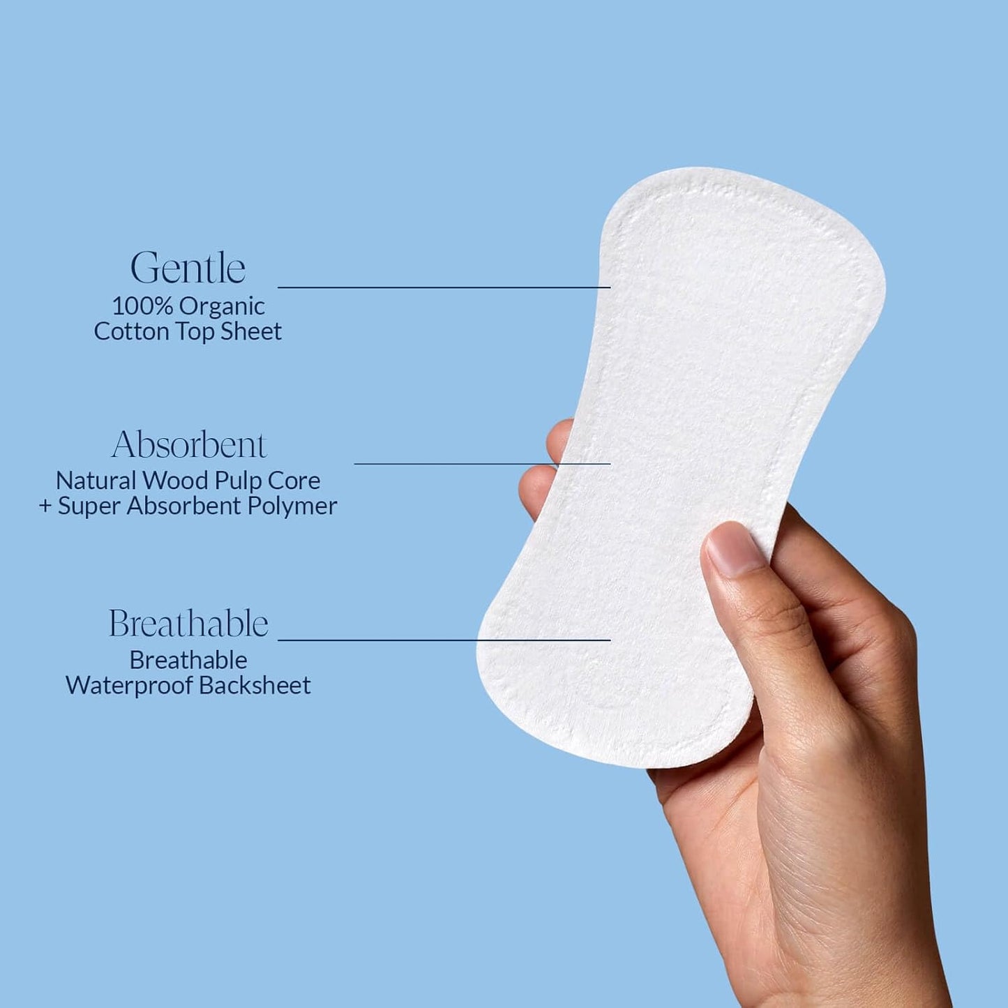 100% Organic Panty Liners for Women-240ct, Ultra Thin Cotton Cover, Regular Pantiliners, Light Absorbency, Unscented Barely There Pantie Liners (Regular Liner, Size 1, 240ct)
