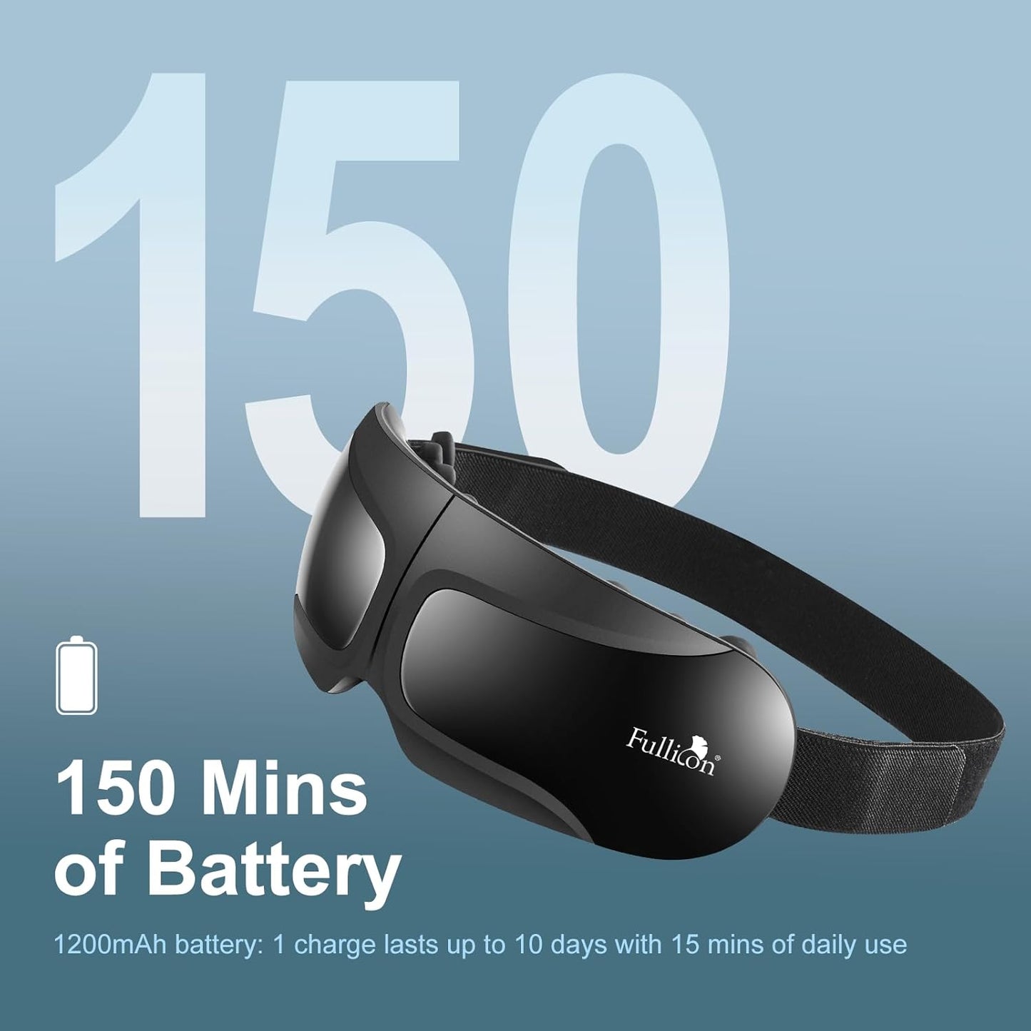 Fullicon Eye Massager with Heat & Vibration, Ultra Light Migraine Relief Products, Foldable Mask with Bluetooth Music, Face Massager with Type-C Charging, 5 Modes FSA Eligible Items Only List (Black)