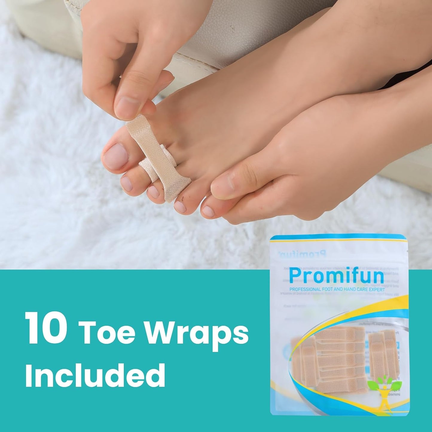 10 Pack Fabric Hammer Toe Corrector, Reusable Broken Toe Protectors Taped Wraps, Hammertoe Straightener, Toe Splint for Broken Toe, Crooked Toes, Bent Toes (Brown+10S)