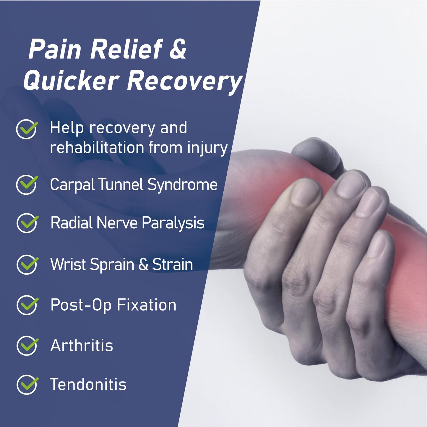 Deluxe 3-Strap Wrist Brace – Adjustable Support for Carpal Tunnel, Fractures, Tendonitis, and Post-Op Recovery – Lightweight, Breathable Design for Day and Night Use (S/M, Left hand)