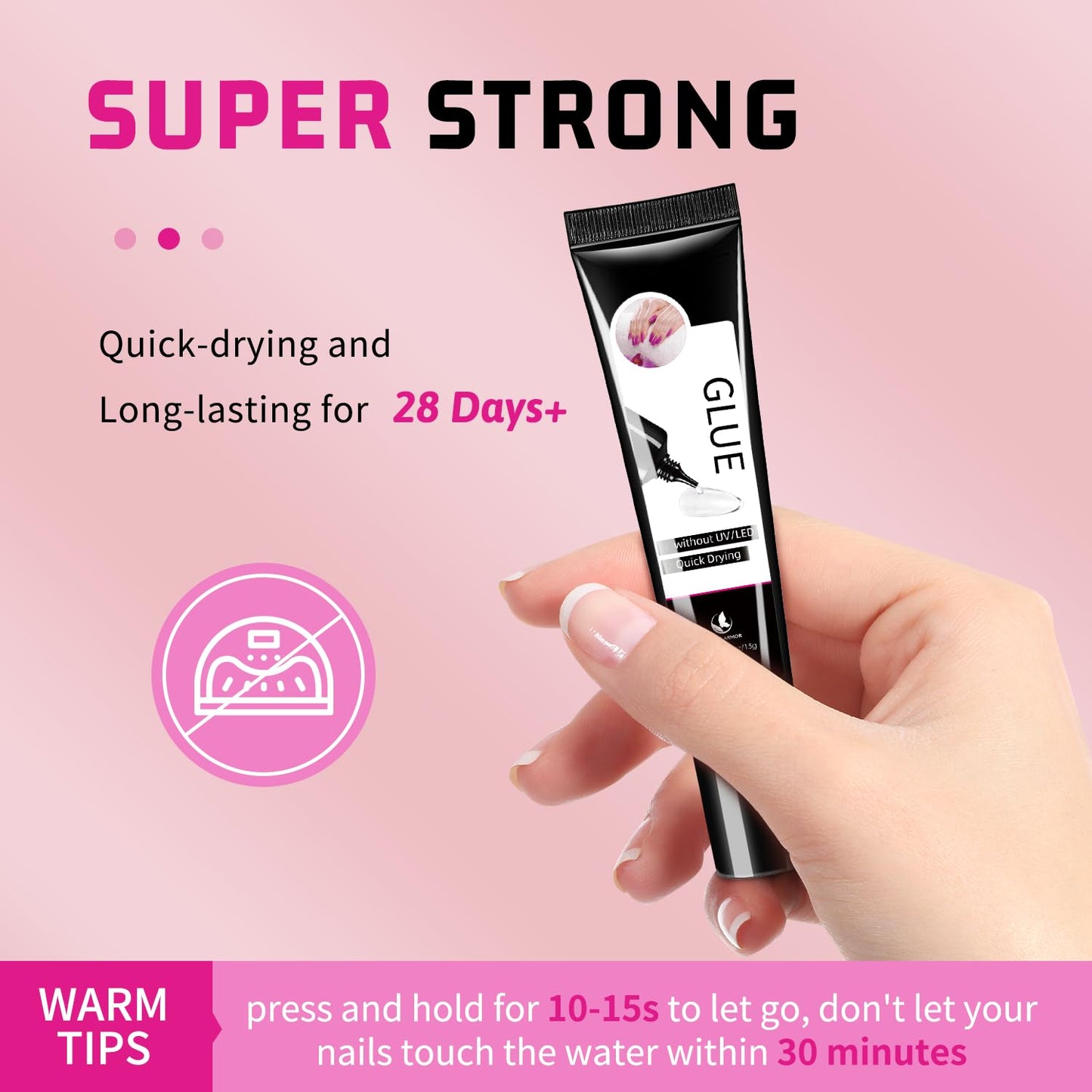 15g Semi Solid Nail Glue with 15g Remover for Press On Nails Tips Gel Nail Glue No Need for UV Lamp Quick Drying a Long Lasting Fake Acrylic Nail
