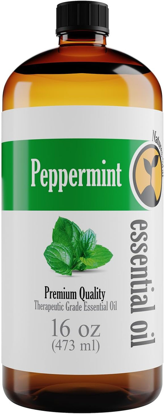 16oz Peppermint Essential Oil (16 Ounce Total), Therapeutic Grade, Peppermint Oil for Diffuser, Candle Making, Aromatherapy