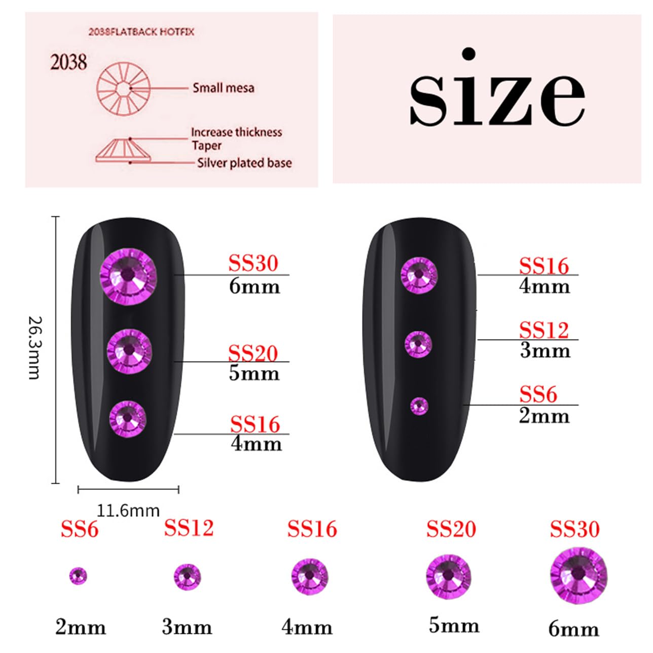 1440 Pcs SS20 5mm Flatback Rhinestones for Nails Art Crafts Glitter Round Shine Gems AB Crystals DIY Clothes Shoes (Black-Bottom Sapphire AB)