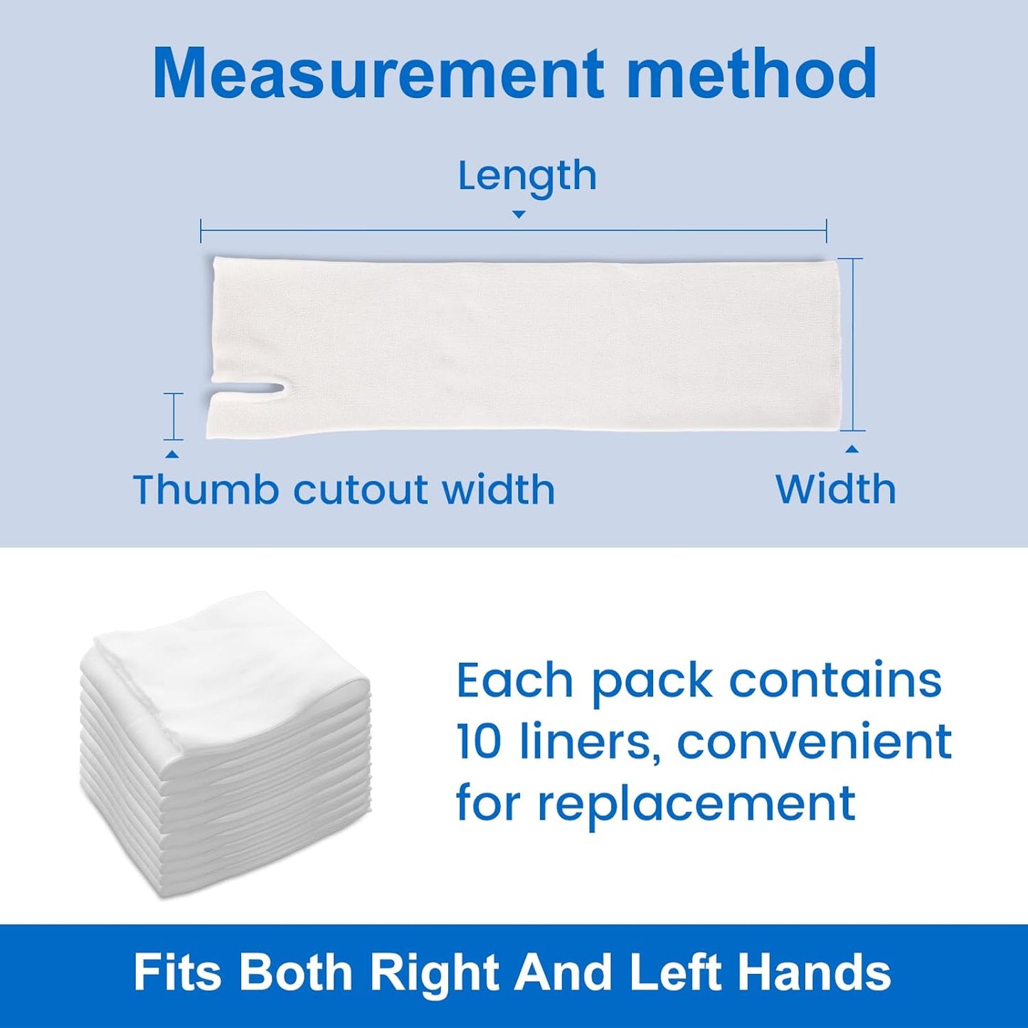 Velpeau Hand Socks for Splint (Pack of 10), Breathable, Thin Stockinette Tubing for Arm, Wrist Brace with Thumb Spica Liner, Cotton Gauze Sleeve, Under Cast Wrap, Arm Cover for Men and Women (White, Light Version, M)