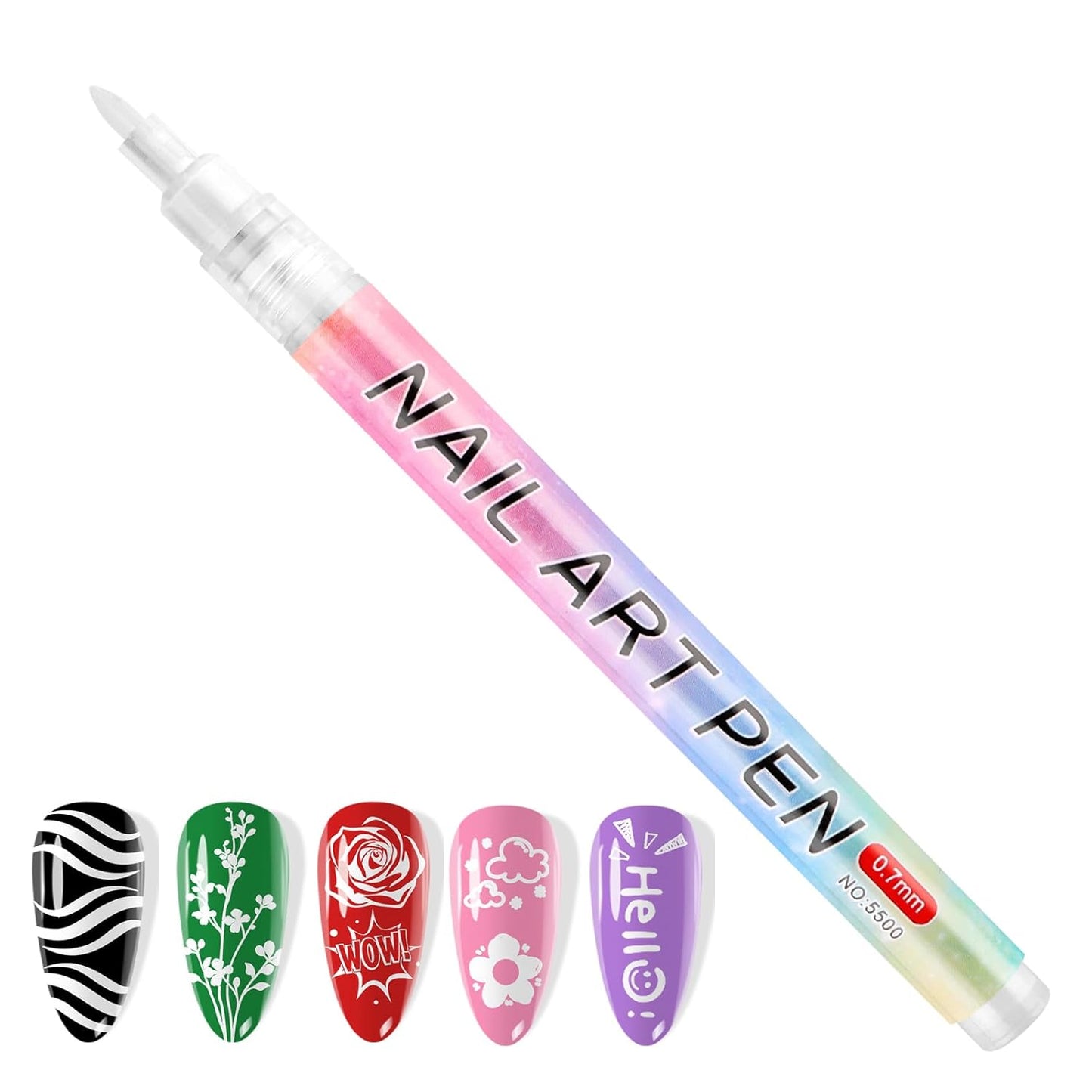 Kalolary 1PCS White Nail Art Pens,0.7mm Nail Polish Pens Quick Dry Long-last Nail Graffiti Dotting Painting Liner Nail Art Markers for DIY Nail Art Design