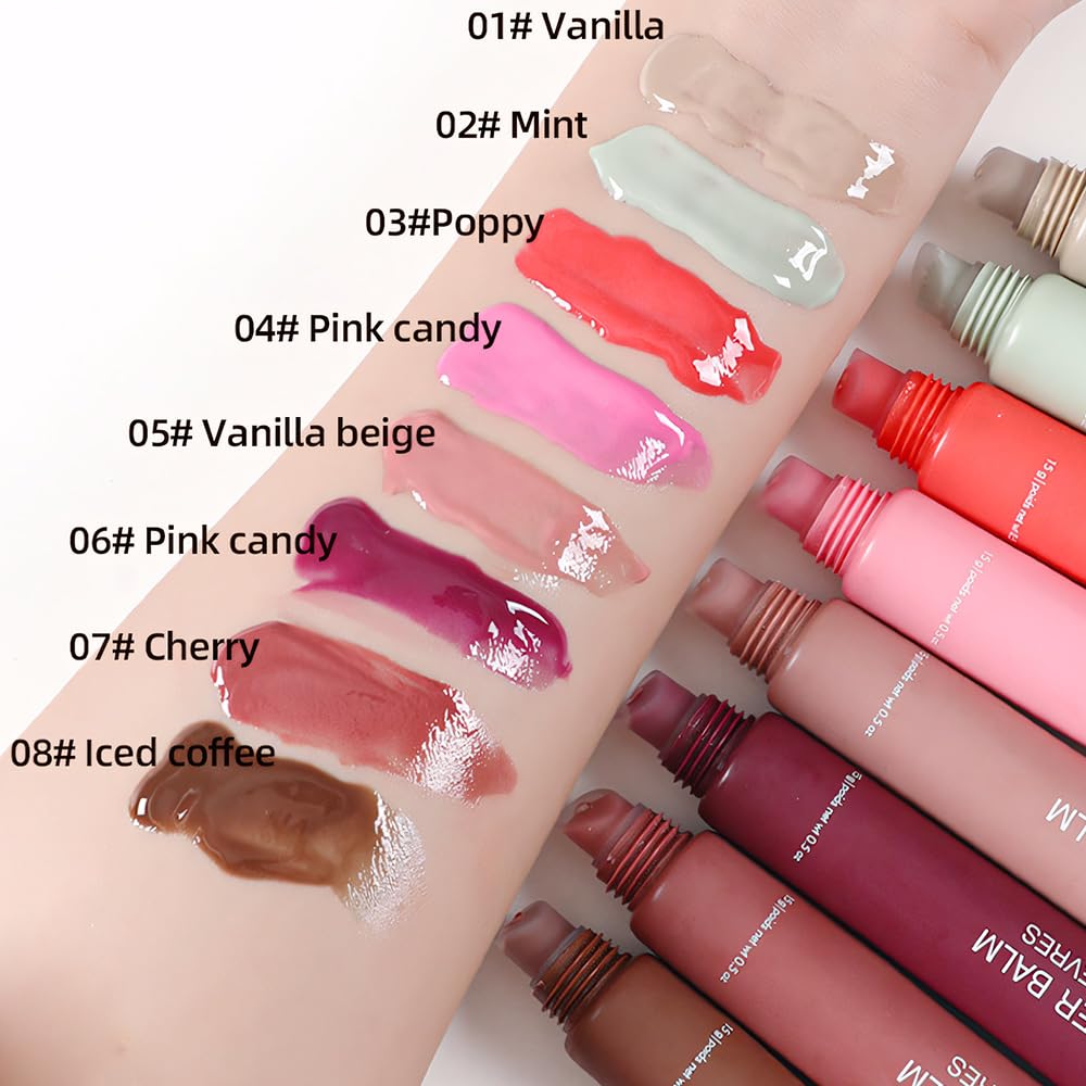 1Pcs Tinted Lip Balm Serum Makeup, Squeeze Hydrating Tint Lips Balms Serum Cosmetic, Women Care Glossy Nourishing Plumping Lip Stain Gloss Lipstick, Suitable for dry lips, Long-Lasting Color 05