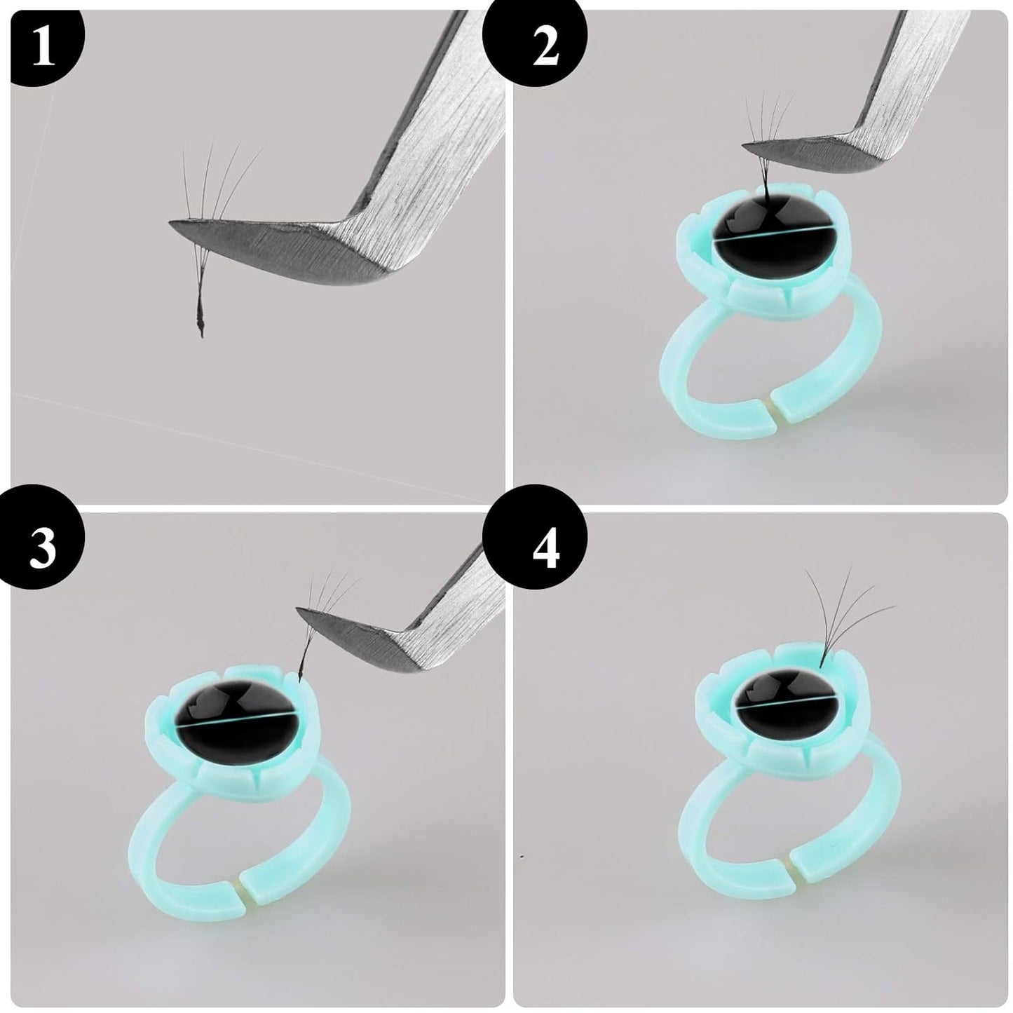 Fenshine 200 PCS Smart Glue Cups Lash Glue Holder Volume Lashes Quick Blossom for Eyelash Extension Supply, 2 Methods of Use (Green)