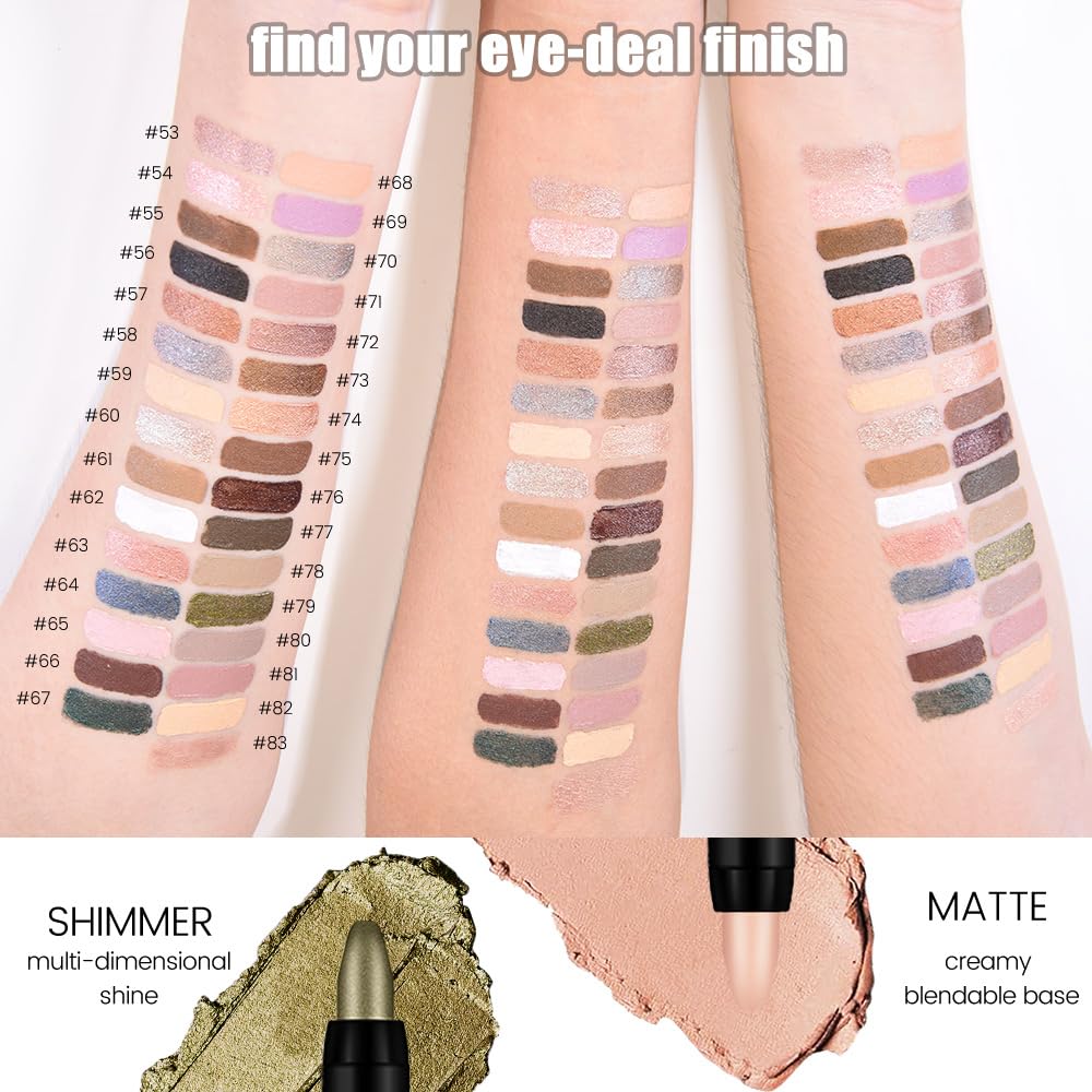 Kaely Cream Eye Shadow Sticks, Blush Pink Shimmer Eyeliner Pencil Eyeshadow Palette Makeup, Eye Highlighter Brightener Stick for Older Women Waterproof Pigmented, sombras para ojos, New-54