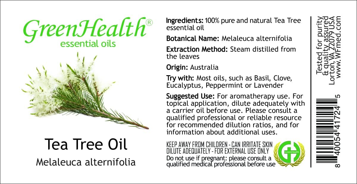 2 Bottles - 16 fl oz Tea Tree Essential Oil (100% Pure & Uncut), Aluminum Bottle - GreenHealth