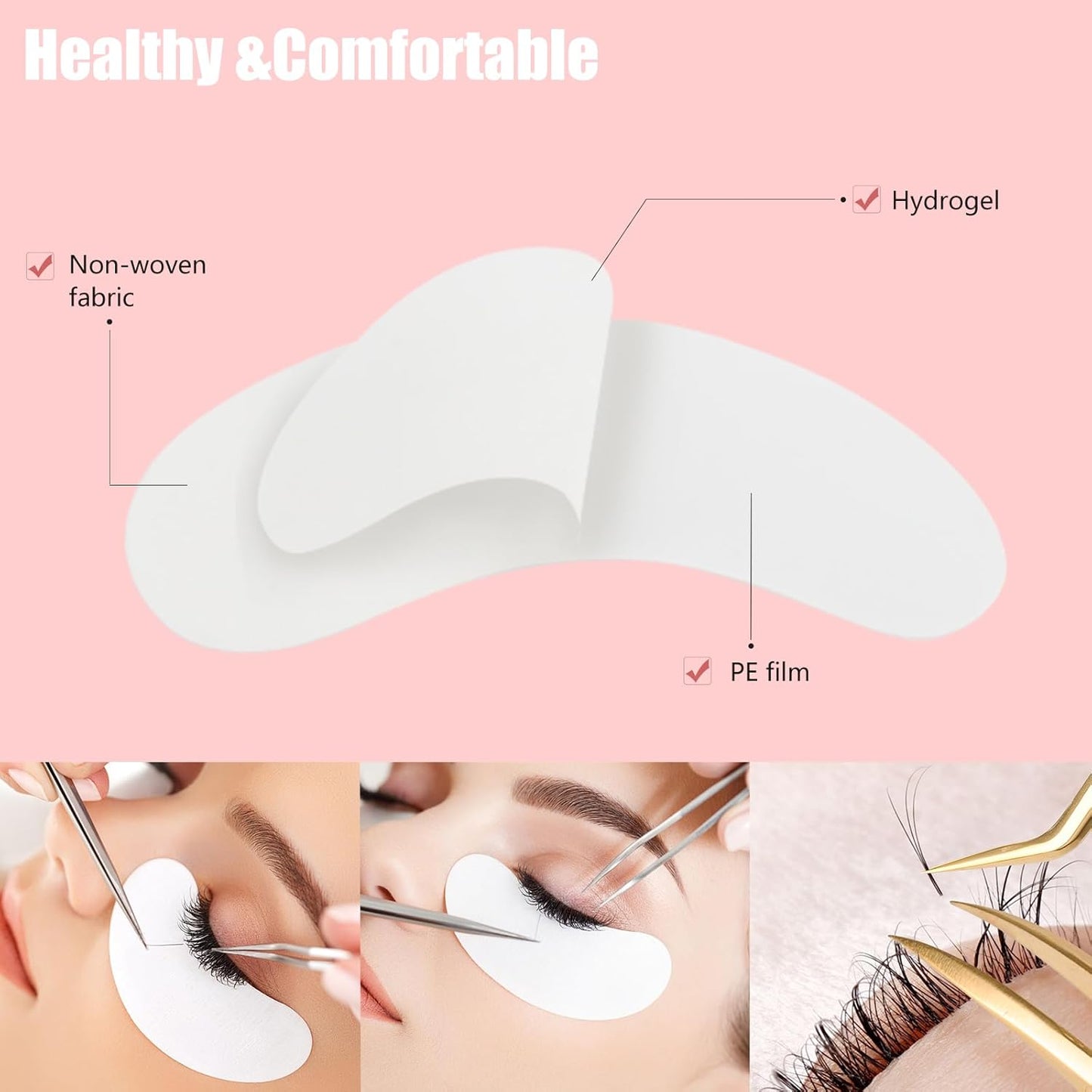 100Pairs Eyelash Extension Gel Patches Kit Natural Hydrogel, Lash Gel Pads for Beauty Makeup Mask Kit Supplies Eye Mask Pads Beauty Tools (Purple)
