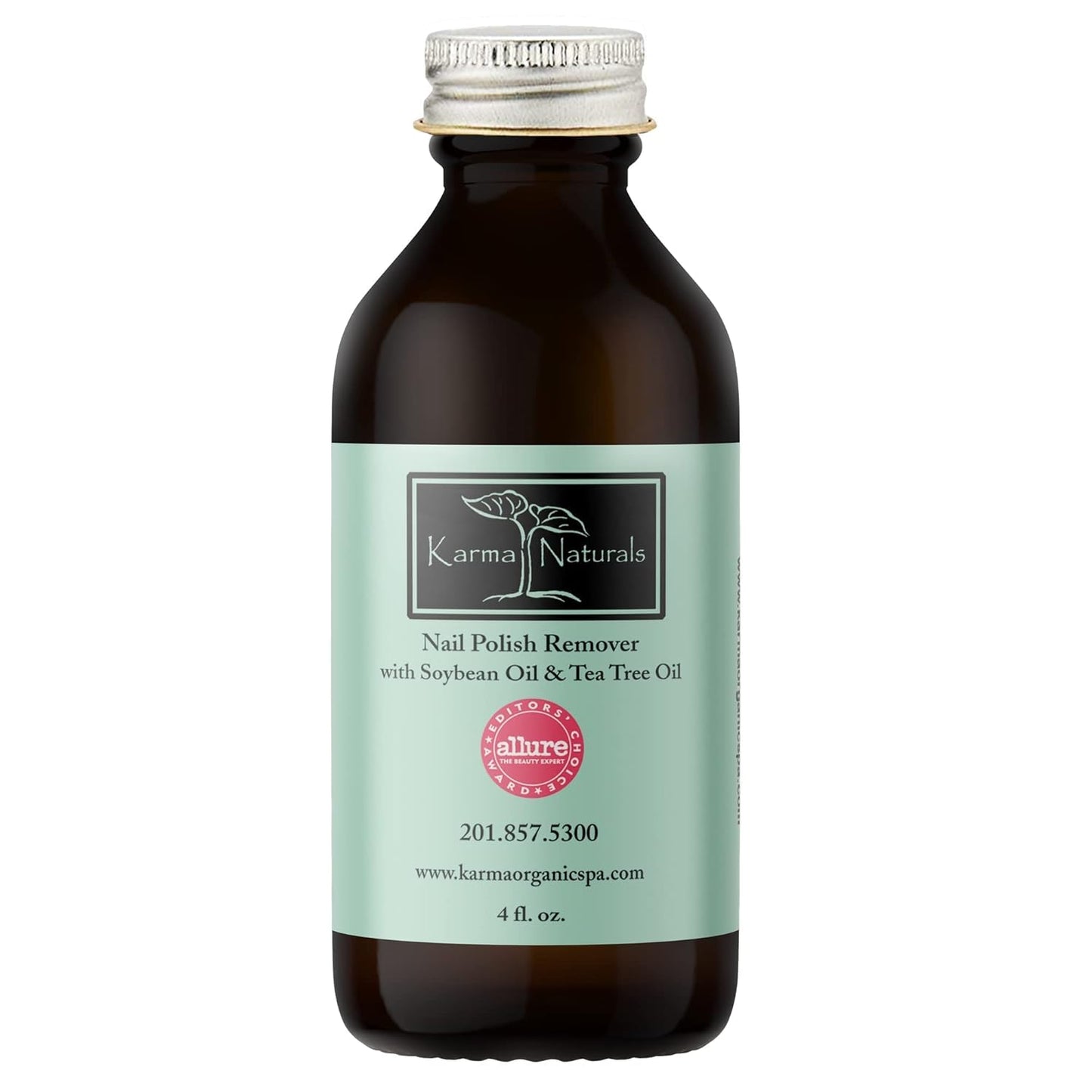 Karma Organic Nail Polish Remover with Soybean Oil and Tea Tree Oil- Non Toxic, Vegan, Cruelty Free, Acetone Free – Nails Strengthener for Fingernails – 4 fl. Oz