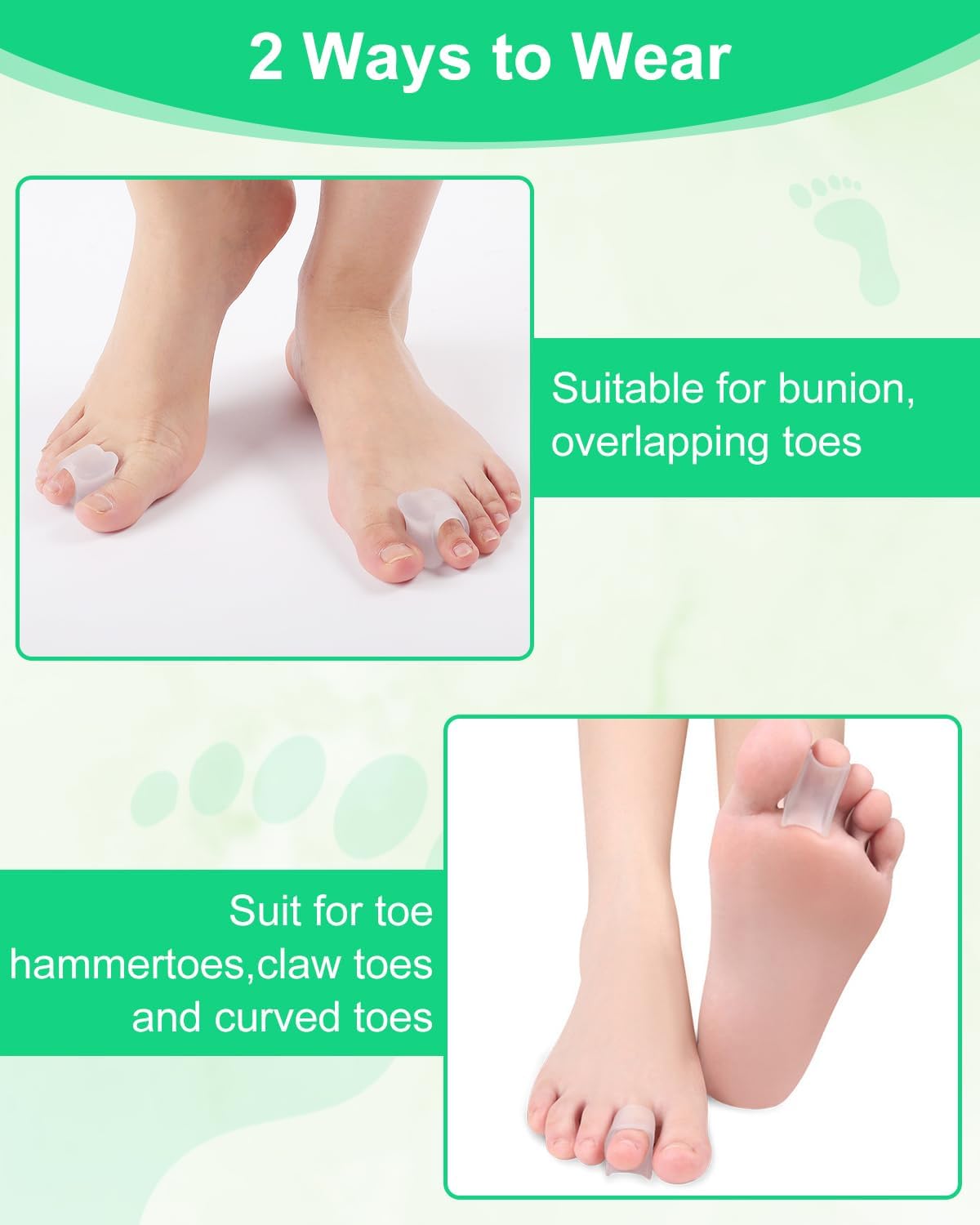10Pcs Hammer Toe Corrector Straighteners, Bunion Spacer Separators for Women and Men Curled Toes, Crooked, Claw, Hammertoe, Gel Toe Splints for Straightening (Medium)