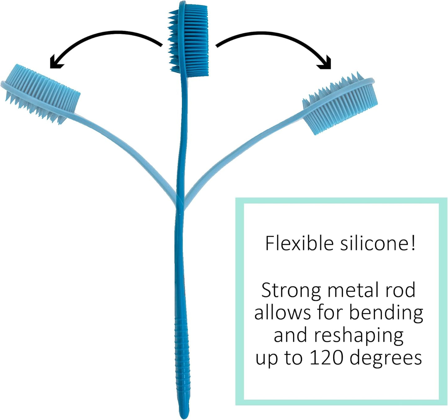 Bendable Long Handled Silicone Body Brush & Hair Scrubber - Bath Shower Back Brush, Shampoo Hair & Scalp Massager, Back Scrubber for Shower (Light Gray)