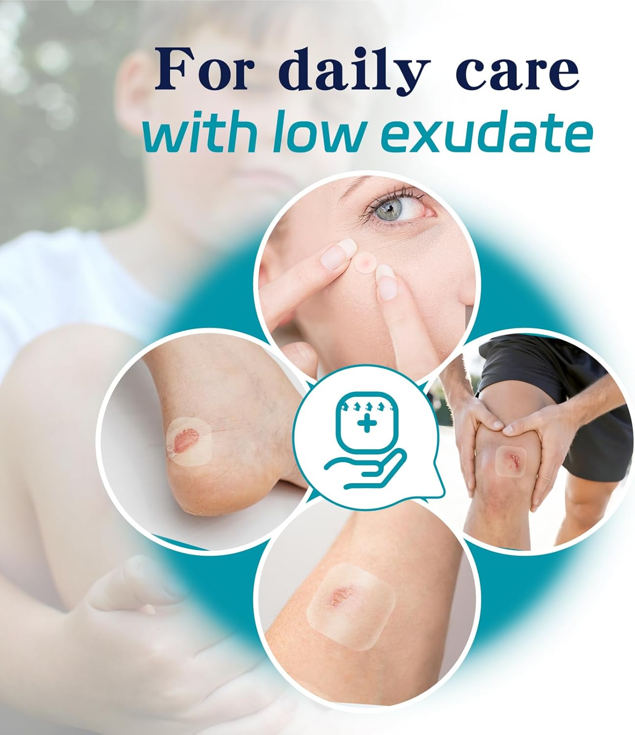 20 Pack Hydrocolloid Wound Dressing, 2" x 2" Ultra Thin Hydrocolloid Bandages with Self-Adhesive, Waterproof Hydrocolloid Patch for Bed Sore, Mild Burn, Blister, Acne Care