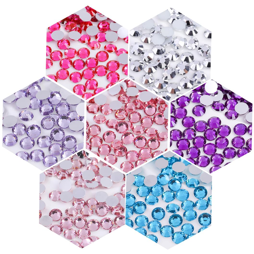 1000 Pieces SS20 5mm Flatback Rhinestones Clear Glass Round Gems Crystals for Nail Art DIY Crafts Clothes Shoes Bags (Aqua Blue)