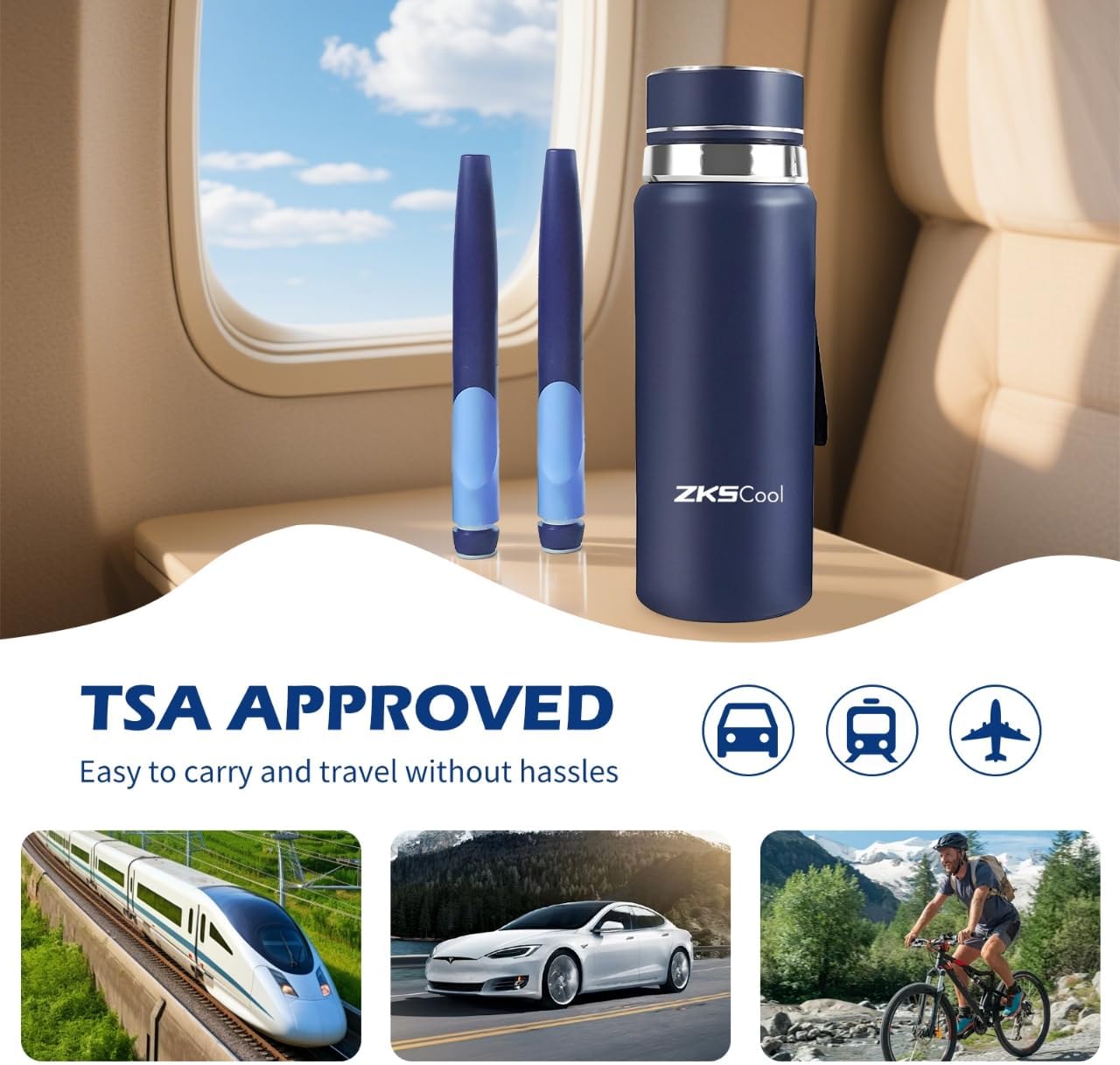 Insulin Cooler Travel Case – TSA Approved 24H Medication Cooler, Large Capacity Fits 3–5 Pens with Reusable Ice Pack – Lightweight Diabetes Travel Bag for Medications (Blue)