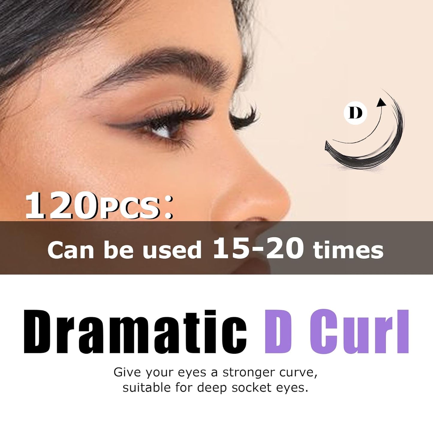 GAQQI Lash Clusters, Eyelash Clusters DIY Lash Extensions D Curl Cluster Lashes 120PCS 14MM Only, Natural and Wispy Individual Lash Wisps (GQ03,14mm,D Curl)