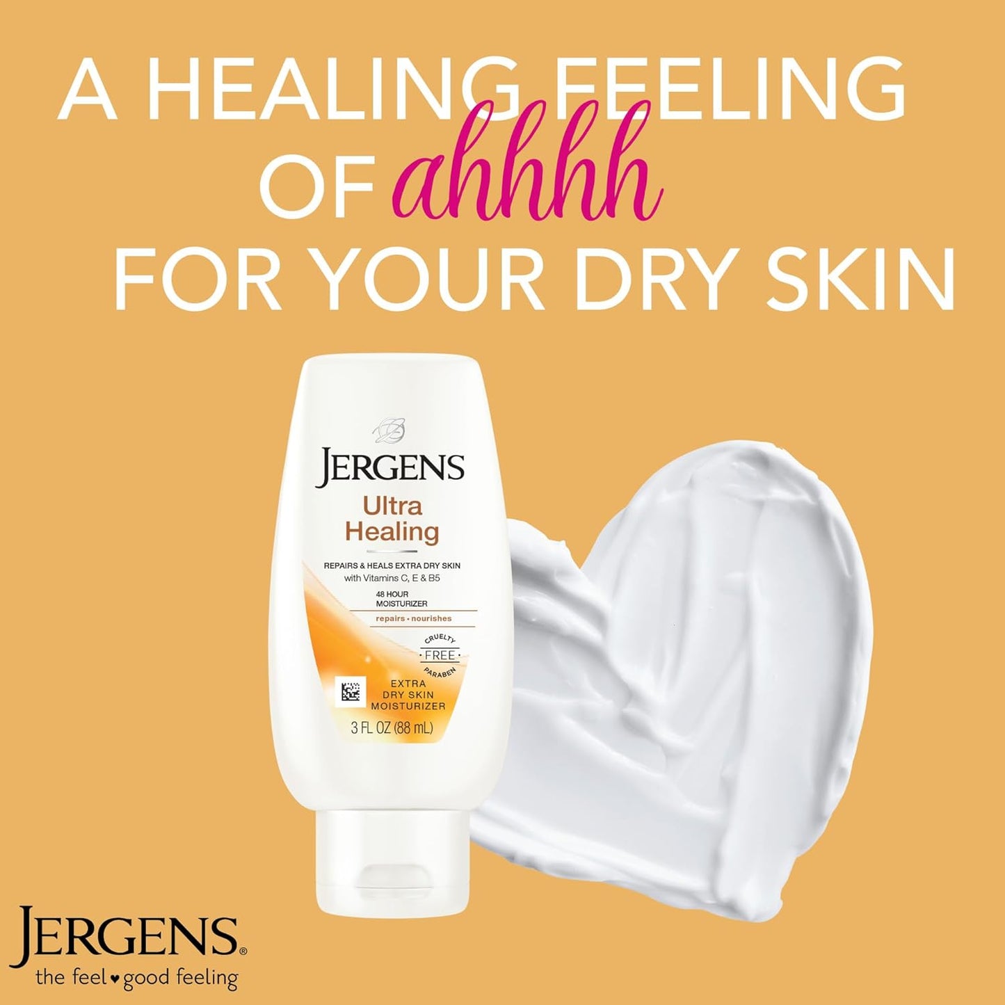 Jergens Ultra Healing Moisturizer for Dry Skin, Hand and Body Lotion, with Hydralucence Blend, Vitamins C, E and B5, 3 Oz, Pack of 8