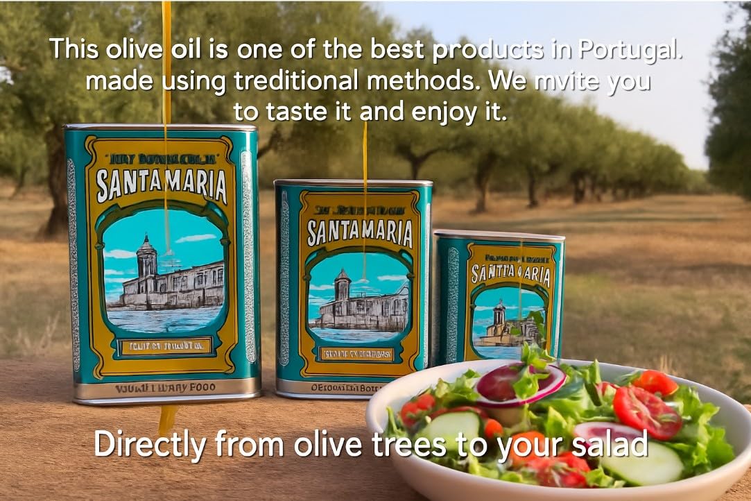 Extra Virgin Olive Oil - Santa Maria Portuguese Vintage Metal Tin - 1 L. This is a brand with almost 100 Years.