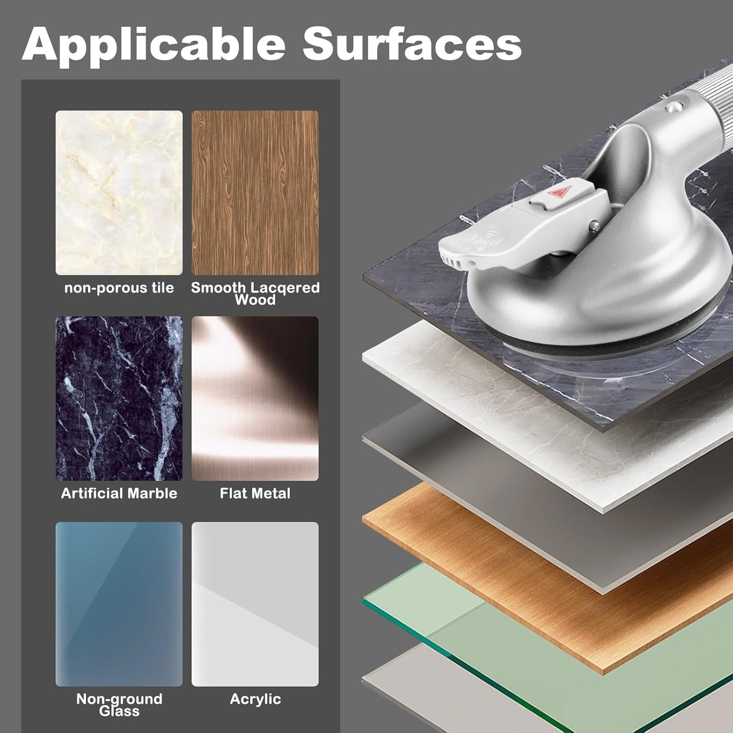 19-Inch Shower Handle - Upgraded Grab Bar with Strong Suction Cups for Bathtub & Shower Safety, Ideal for Seniors, Elderly, Disabled,Silver