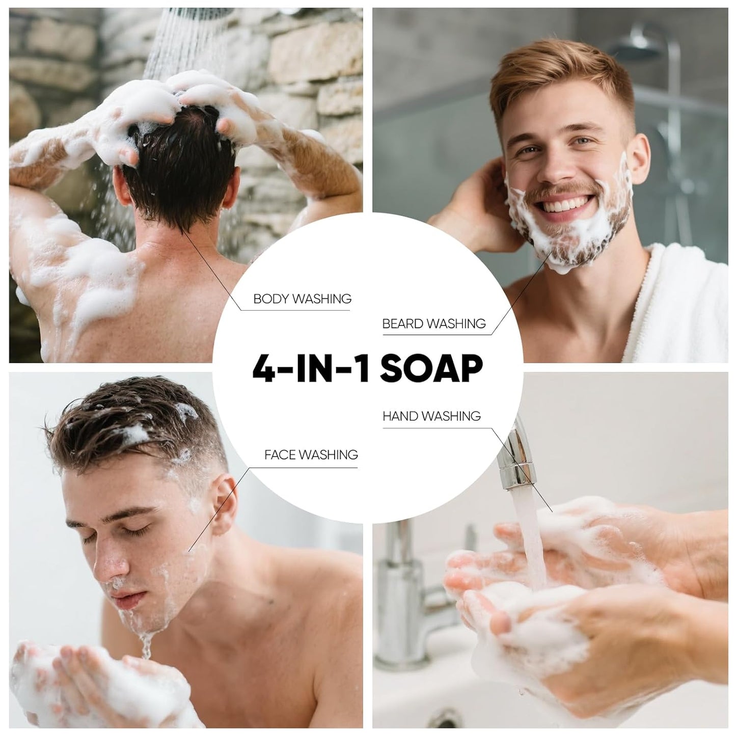 Rinse & Robust 4 Pack Men’s Bar Soap Gift Set, Goat Milk Soap Bar Gift Box, Nourishing Natural Bar Soap Set for Men, No Harsh Chemicals, Includes A Lathering Net, Sandalwood Scented| 5.3 oz of 4 Bars