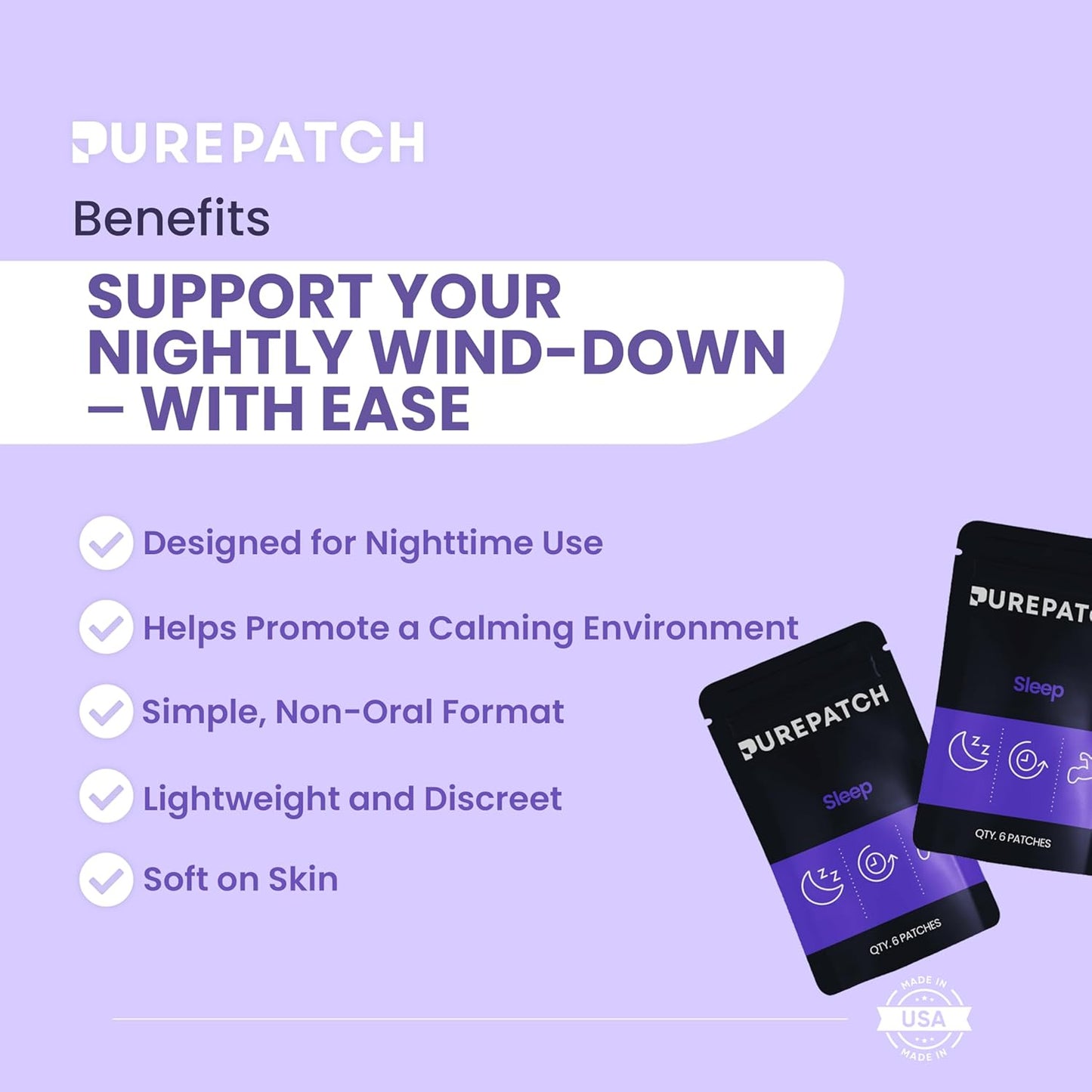 Pure Patch Sleep Patch – Plant-Based Vegan Topical Patch – Magnesium Glycinate – GABA – L-Theanine – Apigenin – Non-Ingestible – Water-Resistant – Gentle on Skin – Gluten Free – Made in USA –12Patches