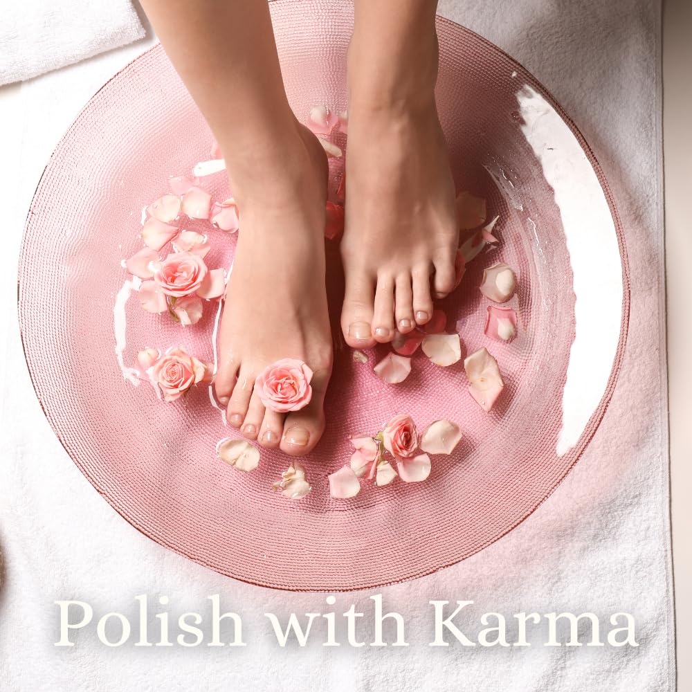 Karma Organic Nail Polish Remover with Rose Oil - Non Toxic, Vegan, Cruelty Free, Acetone free – Nails Strengthener for Fingernails – 4 fl. Oz