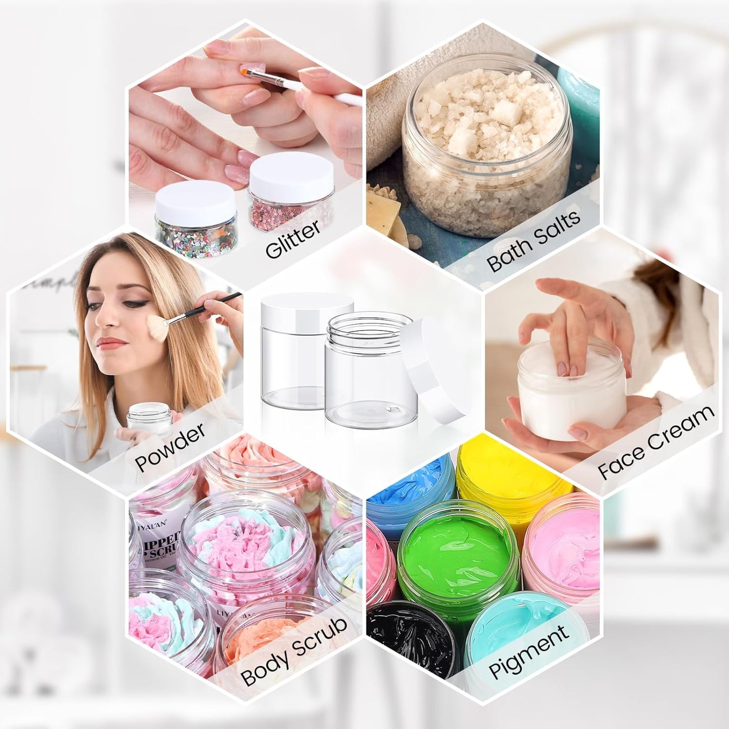 TUZAZO 48 Pack 4 Oz Plastic Container Jars with Lids and Labels BPA Free, Empty Round Clear Cosmetic Containers Plastic Slime Jars for Lotion, Cream, Ointments, Body Butter, Travel Storage (48)