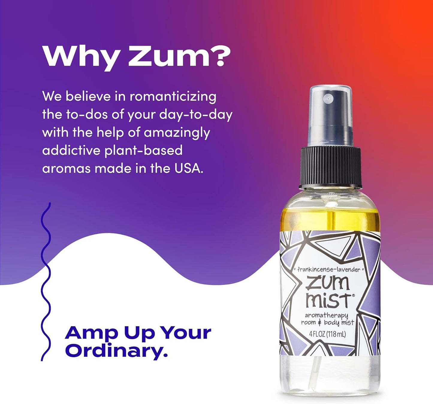 Indigo Wild Zum Mist Room & Body Spray - Aromatherapy Essential Oil Spray - Natural Body Mist & Room Spray - Frankincense-Lavender Scent - 4 fl oz (2 Pack)