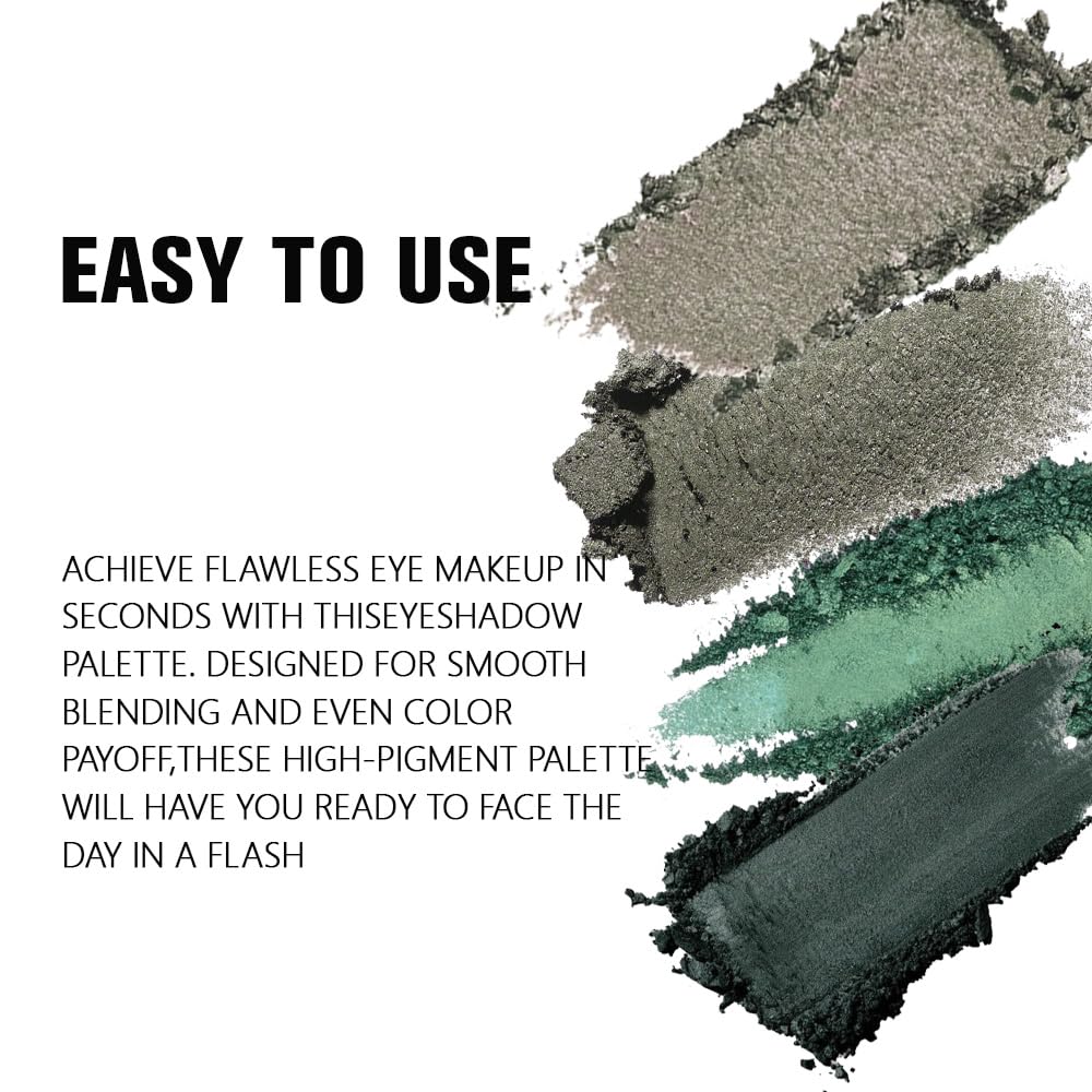 Kaely Powder Eyeshadow Quad, Matcha Green Matte Glitter Eyeshadow Palette Makeup, Neutral Eye Shadow Palette for Older Women Pigmented Waterproof, sombras para ojos, Blendable, Cruelty-free, 12