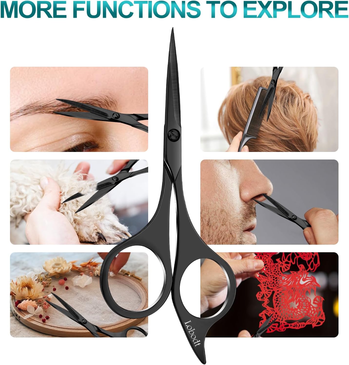 Professional beard scissors, 4.9-inch (black) small pointed stainless steel hairdressing scissors, Moustache Trimming,suitable for personal care and beauty of both men and women