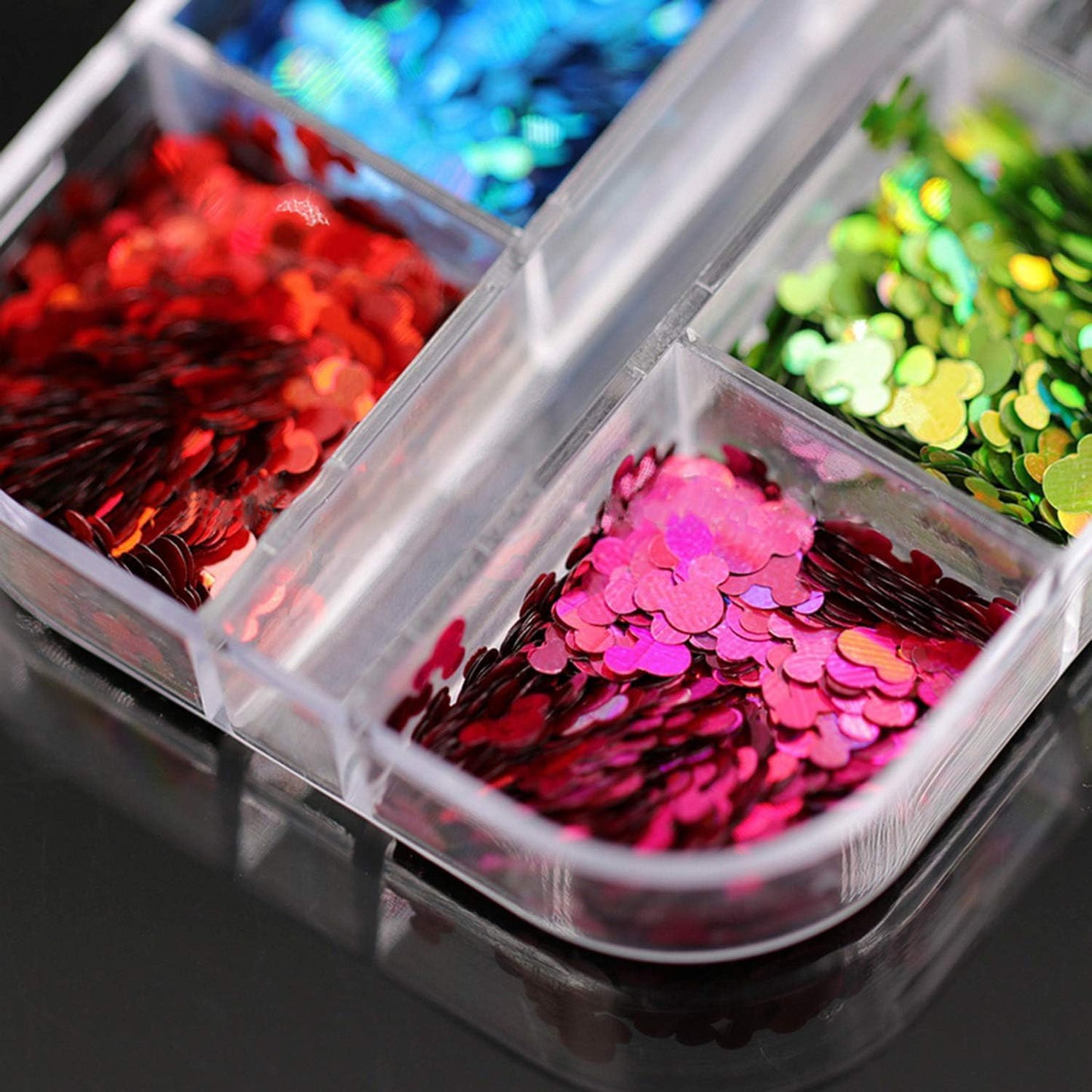 12 Colors Cute Nail Glitter Sequins Nail Art Supplies 3D Holographic Nails Glitters Flakes Glitter Nails Art Stickers Decals Shiny Confetti Face Body Art Glitters Designs Fingernails Art Decoration