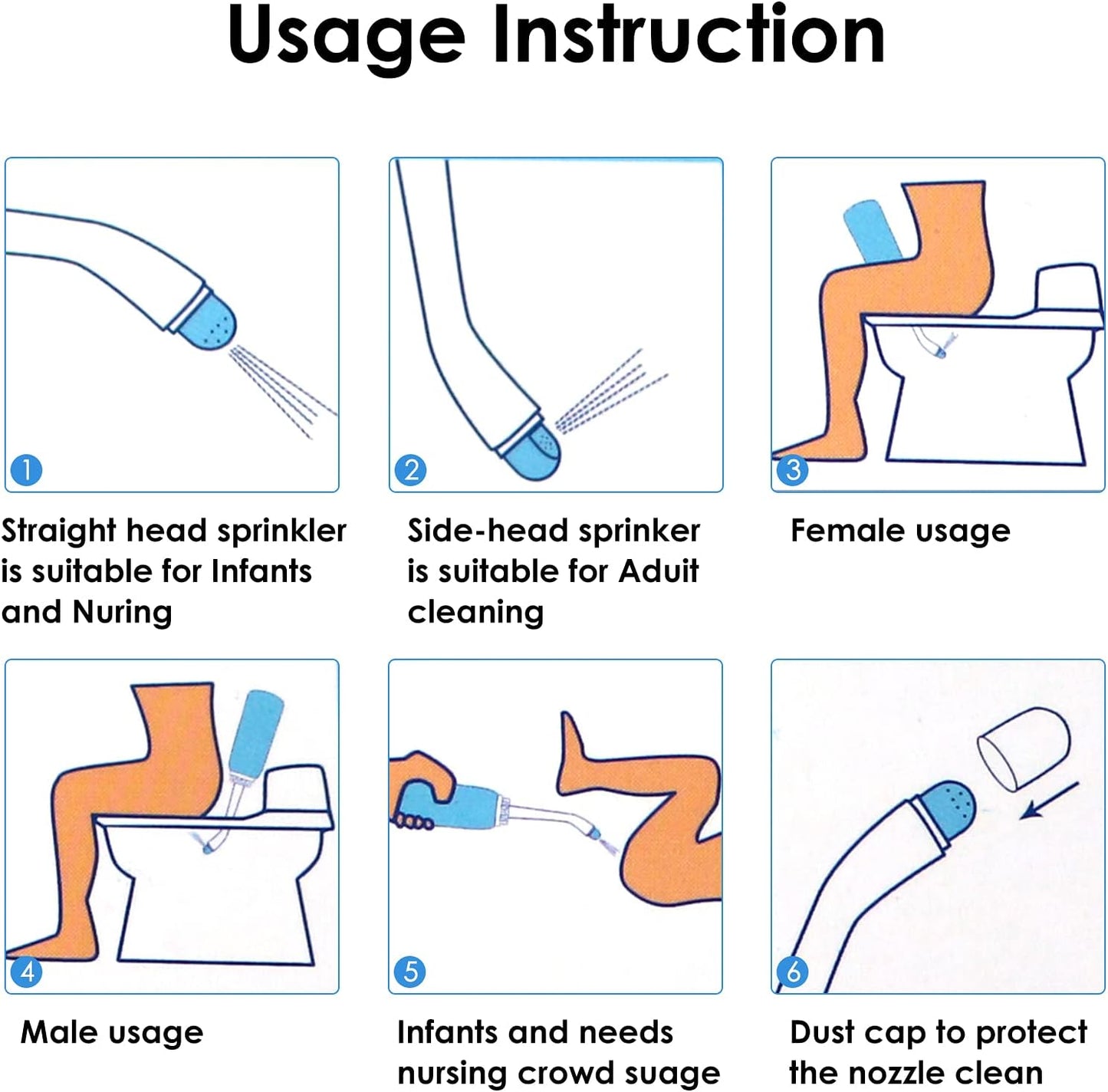 RUFCRIL Peri Bottle, 2-Pack Portable Travel Bidet with Bag, TPE Material Can Be Boiled, 17oz/500ml with 2 Sealing Rings,Essentials for Postpartum Perineal Care,Hemorrhoid Treatment,and Baby(Blue)