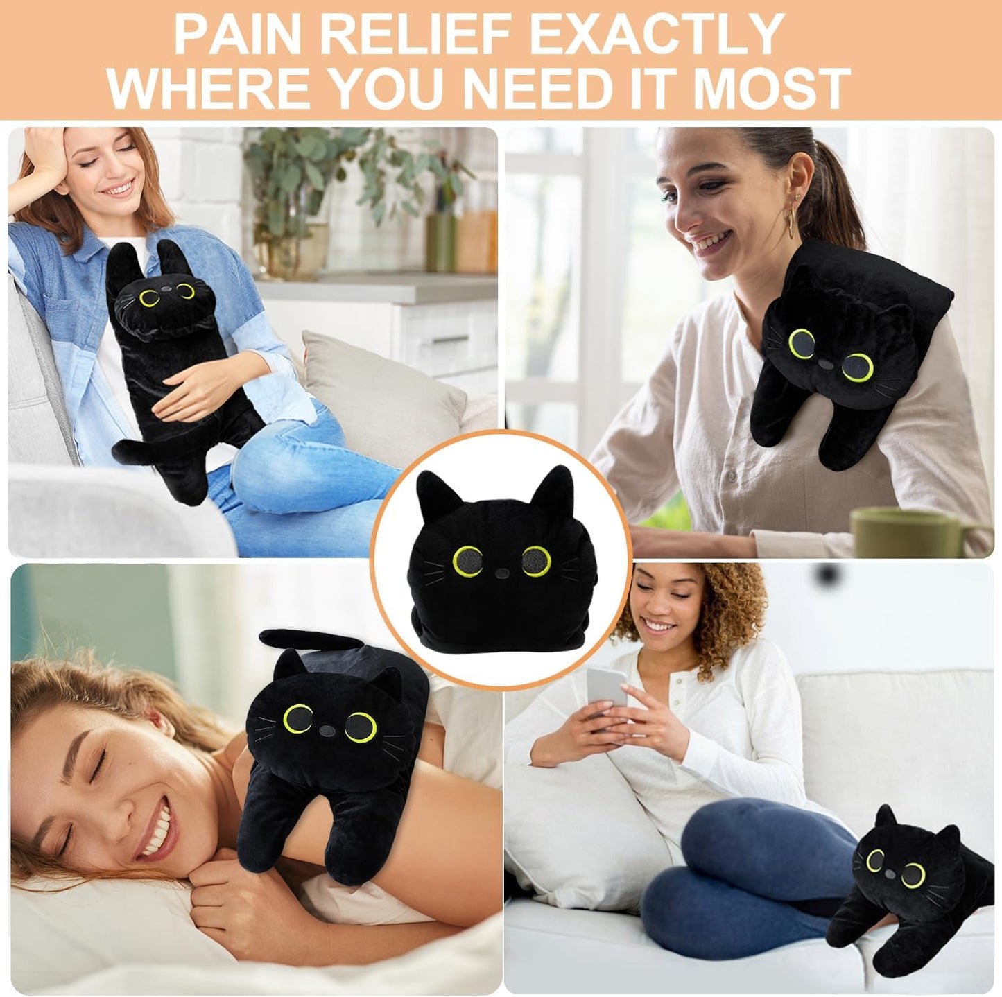 Microwave Heating Pad for Cramps Pain Relief, 19 * 9" Microwavable Heating Pads for Back, Neck Shoulder, Cute Microwave Heating Pad Stuffed Animal, Moist Heat Pack, Lavender