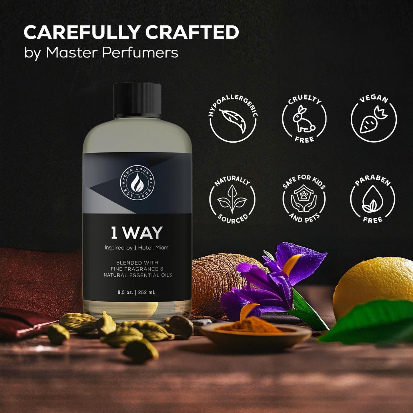 Aroma Country 1 Way Diffuser Oil - Luxury Hotel Santal Fragrance Oil for Diffuser Refill, Sandalwood Home Aroma Diffusers & Room Spray - My Way Premium Aromatherapy Oils & Home Scent (4 Fl Oz)