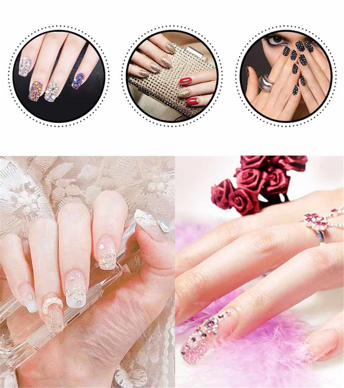 1440 Pcs SS20 5mm Flatback Rhinestones for Nails Art Crafts Glitter Round Shine Gems AB Crystals DIY Clothes Shoes (Champagne AB)