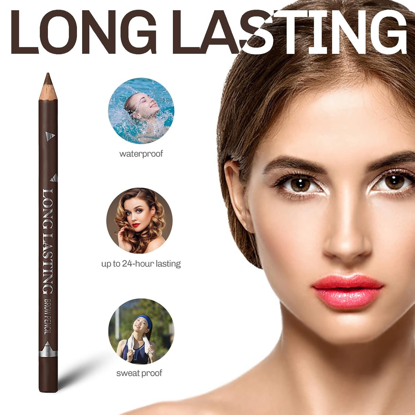 12 Pcs Brown Eyebrow Pencil Eyeliner Makeup,Soft Textured,Easy to Color,Long Lasting,Waterproof Eyebrow Pen for Fills in Sparse Areas and Gaps,Create a Natural Eye Brow