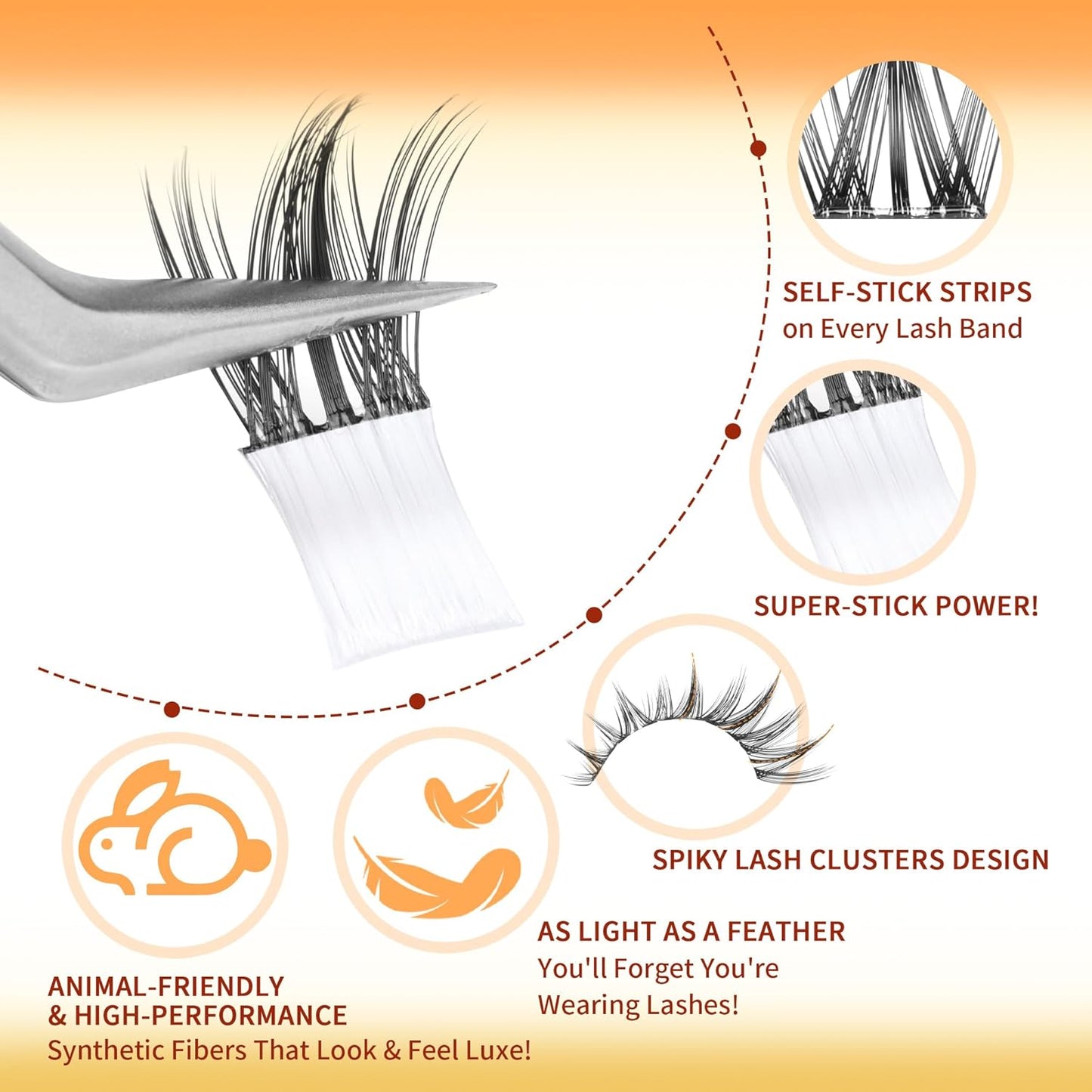 Self Adhesive Eyelashes No Glue Lash Clusters Manga Eyelash Extensions Self Adhesive Eyelash Clusters Wispy Individual Lashes Extensions Spiky Pre-glued Eyelashes 126Pcs