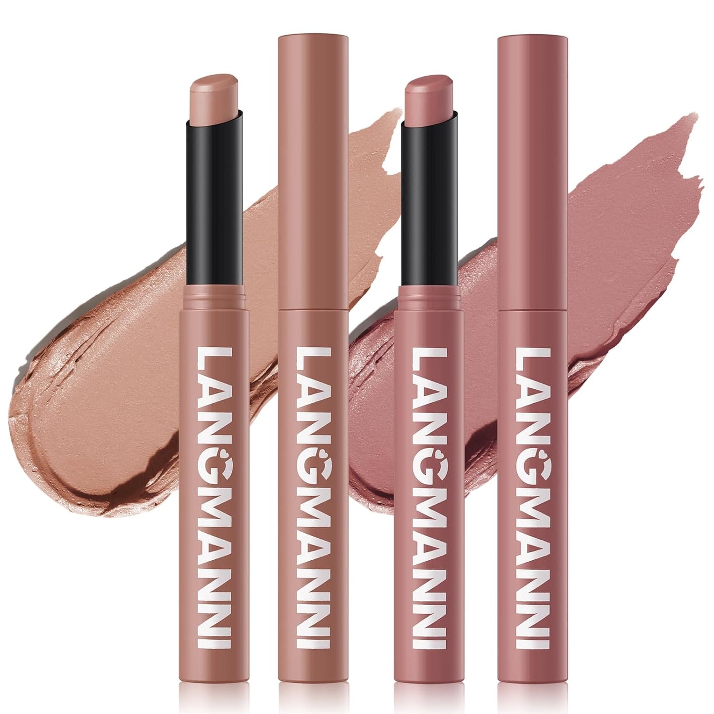 Jolilab 2Pcs Velvet Matte Lipstick Nude Matte Soft Dark Color Stick High Pigmented Long-Lasting Waterproof Lip Stick Lip Balm Beauty Cosmetics Gift for Girls and Women(03#+04#