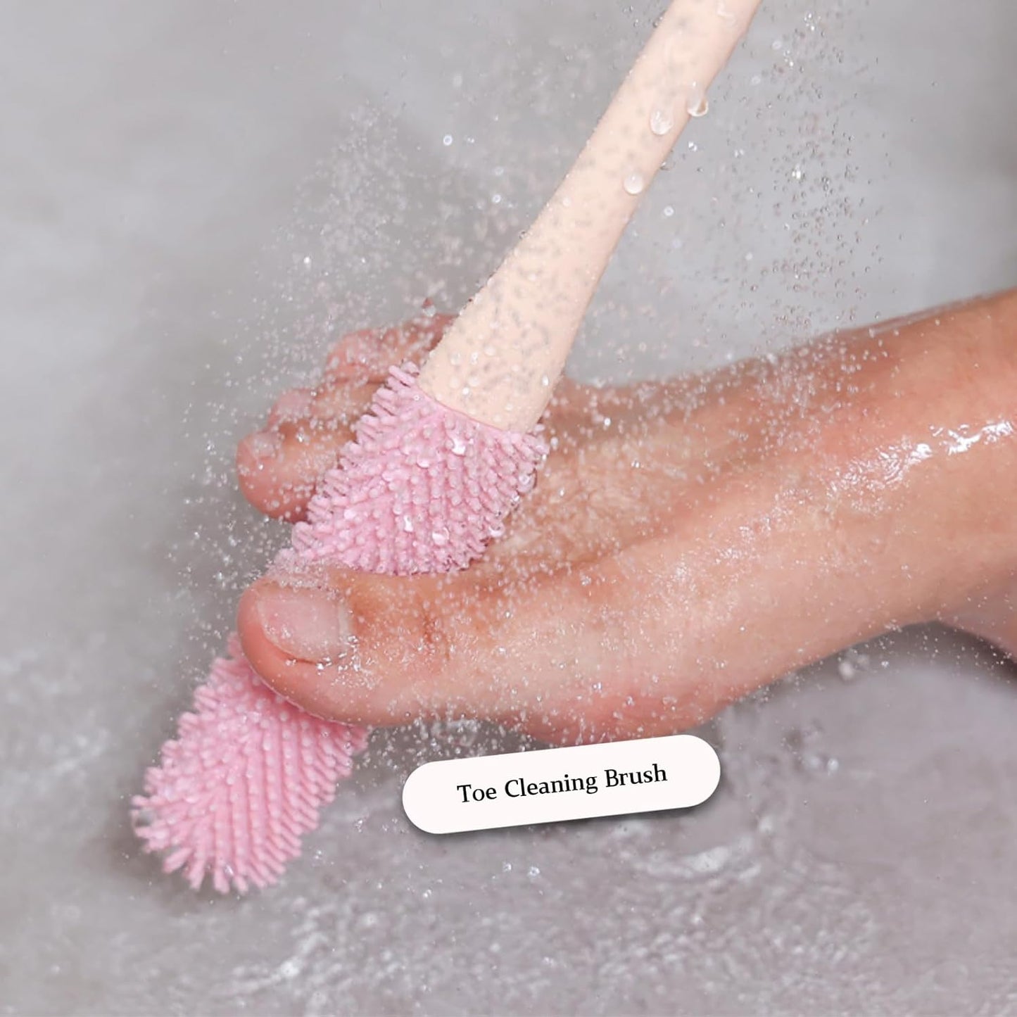 Toe Cleaning Brush with 15.7" Long Handle,Shower Foot Scrubber,No Bending, Ideal for Seniors, Expecting Mothers, Men & Women | Foot Scrubber & Anti-Itch Exfoliating Brush (2 Pack) (Pink)